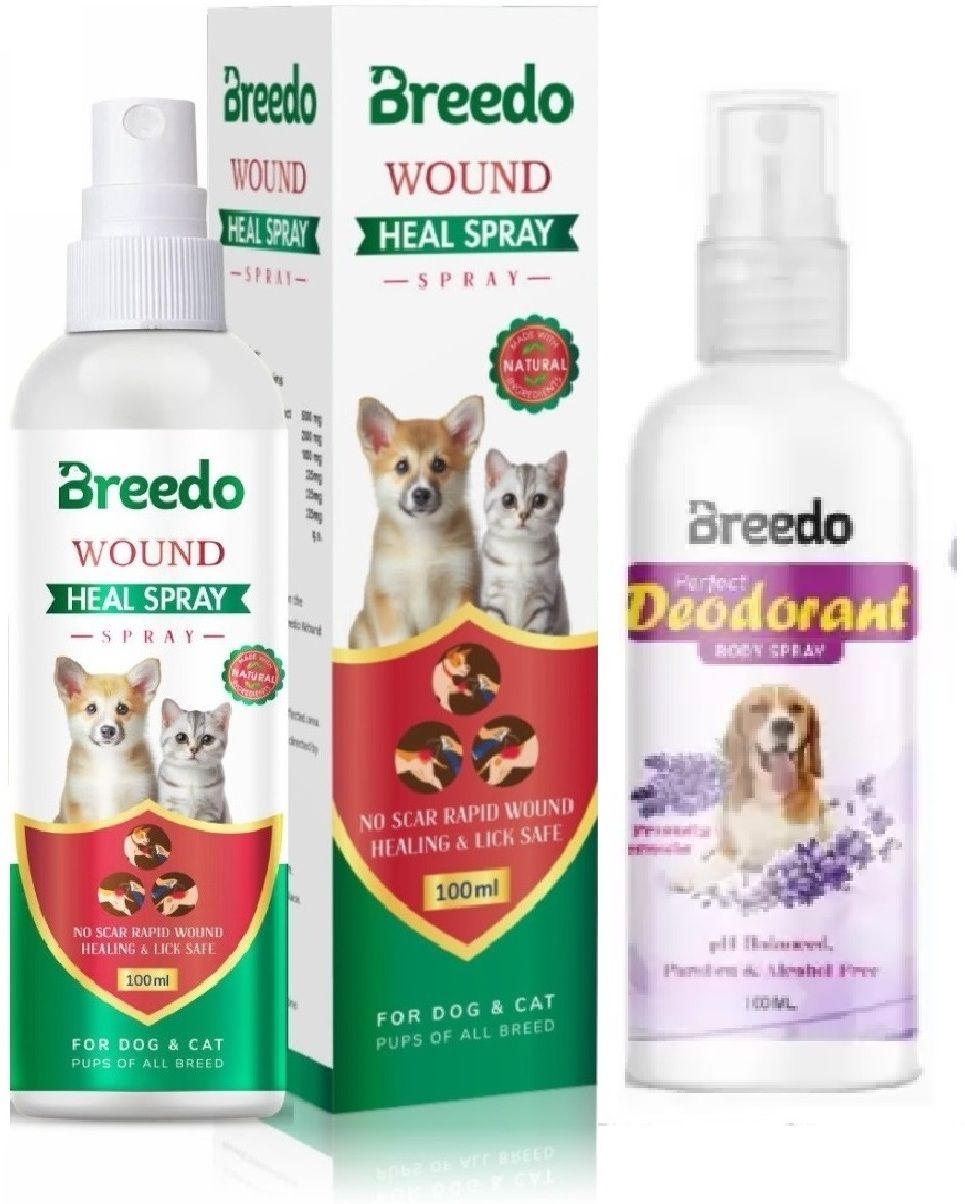 breedo Dog Wound heal Spray (Helps cut,burns) (100gm) + Dog Deodorant Perfume (100ml) Pet First Aid Kit-picture-37