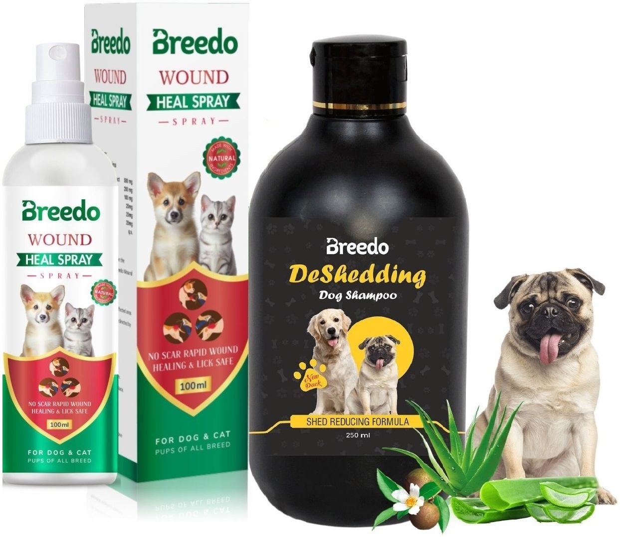 breedo Dog Wound heal Spray (Helps cut,burns) (100gm) + Dog Deshedding Shampoo (250ml) Pet First Aid Kit-picture-11