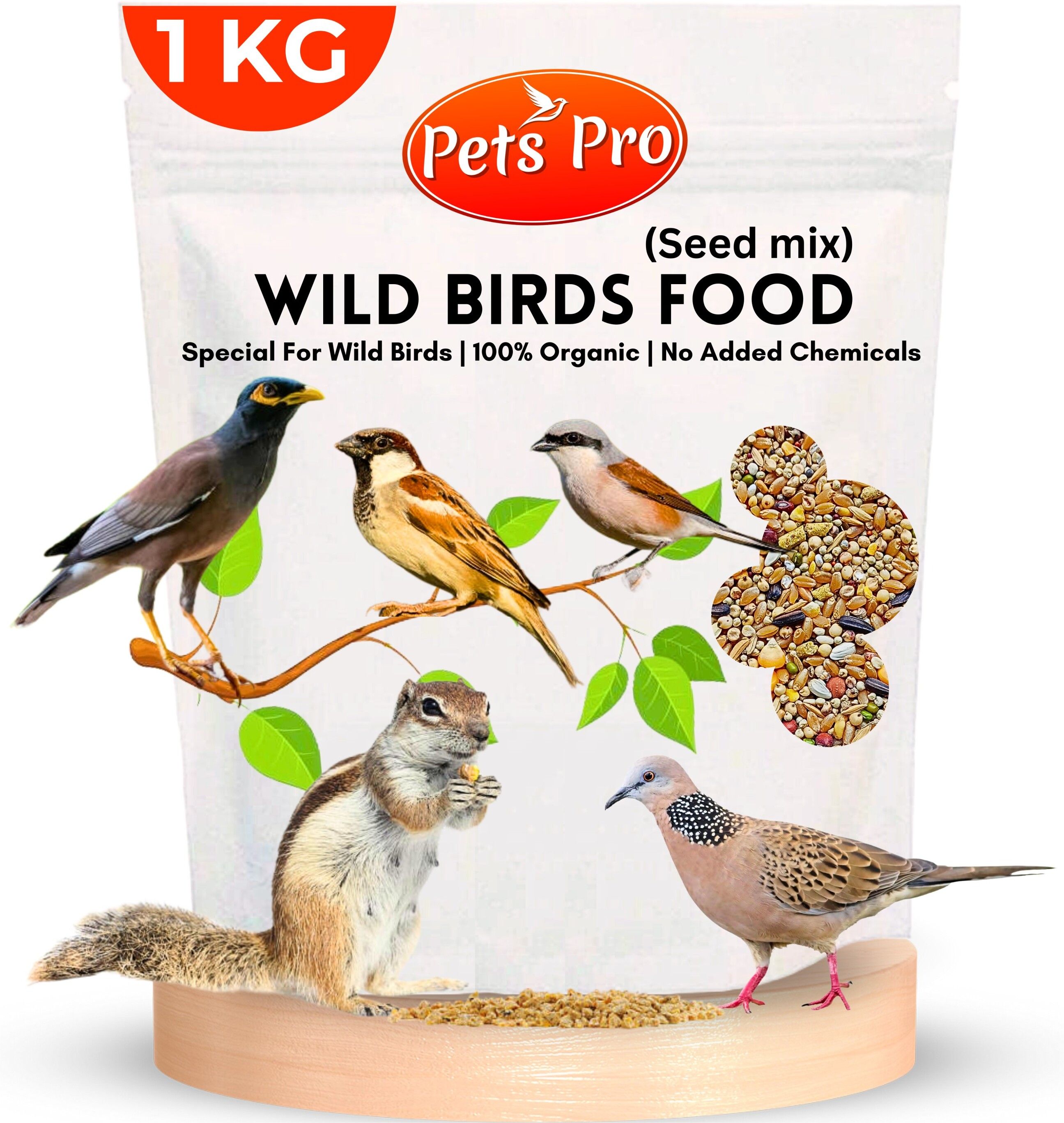 Wild Birds Food 1KG, Sparrow, Maina, Parakeet, Finch, Pigeons | Natural Food Nuts 1 kg Dry All Life Stages Bird Food-image-17