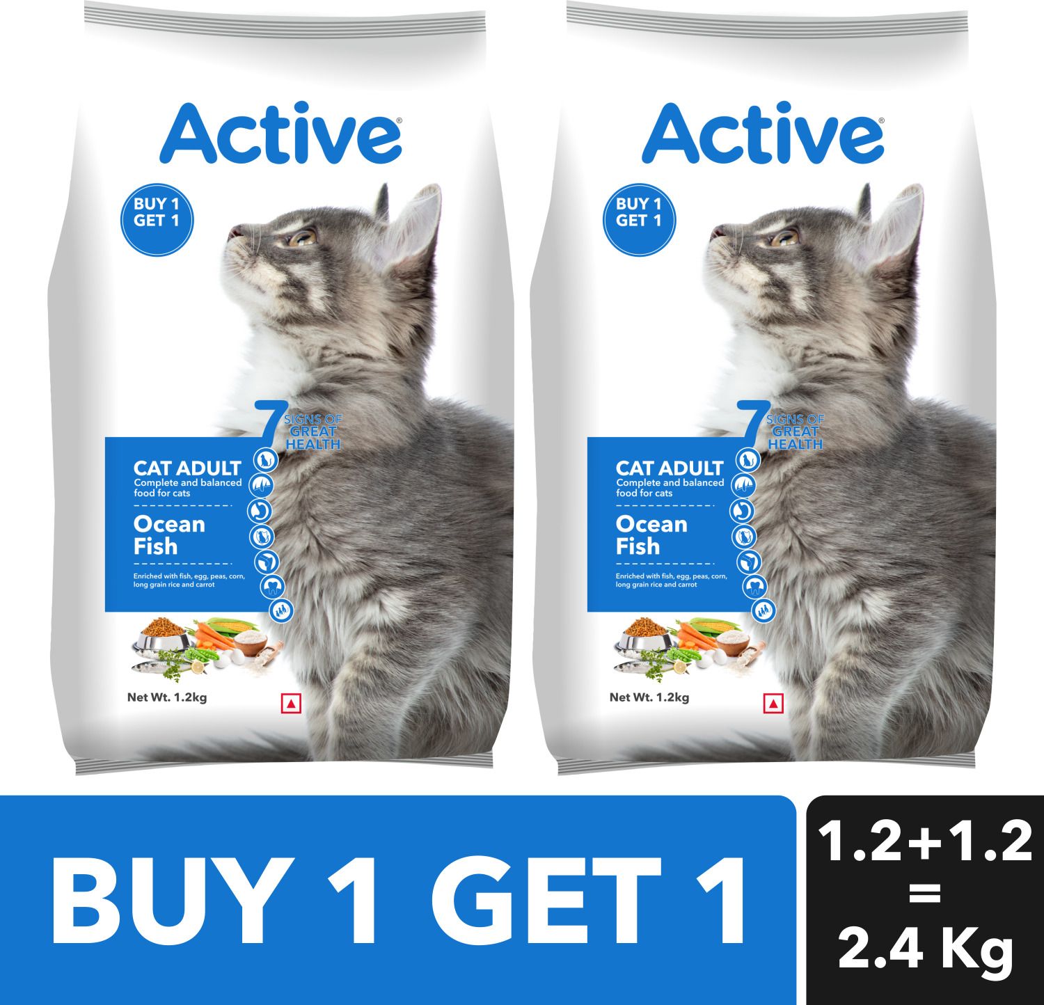 Buy 1 get 1 Ocean Fish 2.4 Kg Dry Adult Cat Food