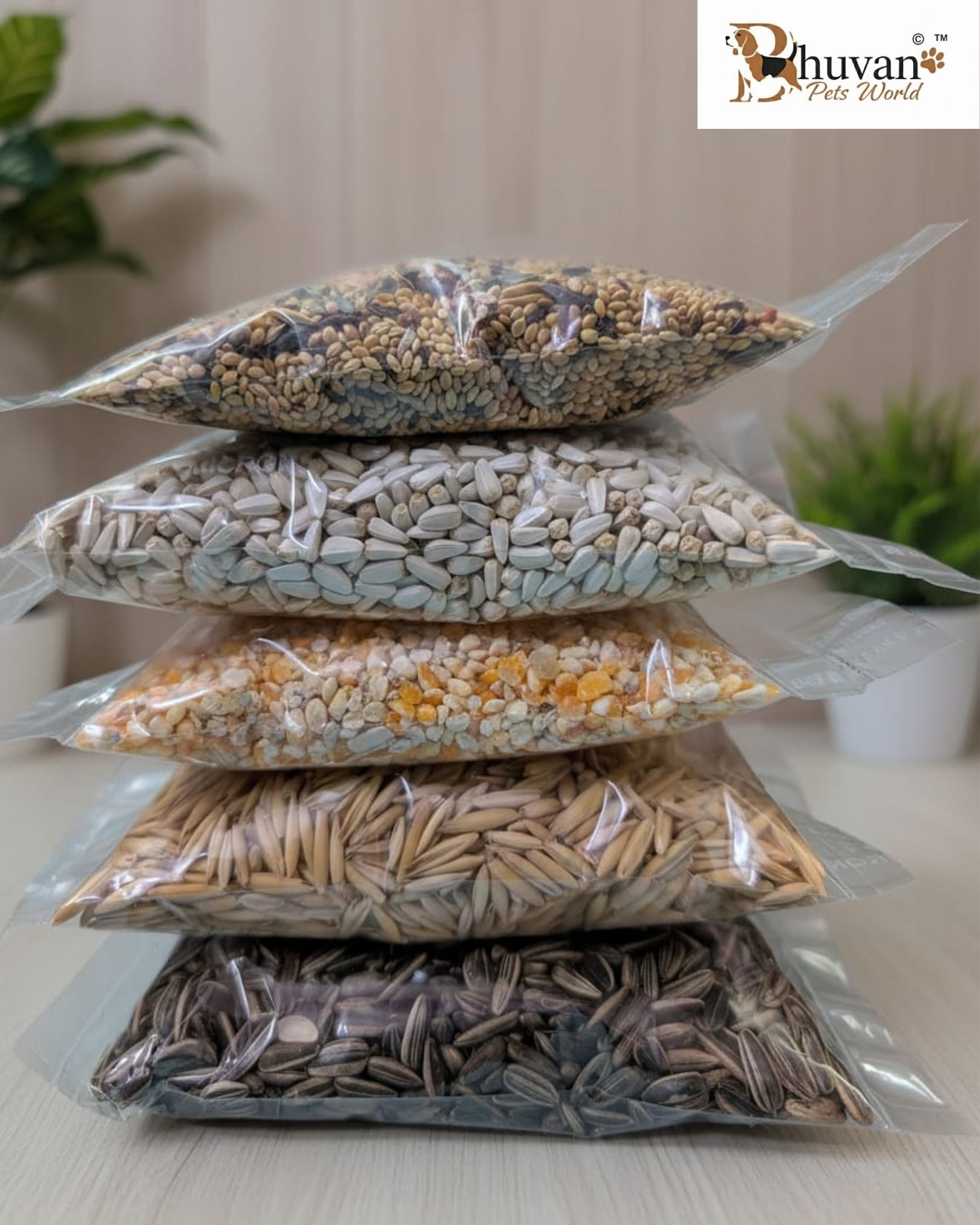 bhuvan pets world 5 In 1 Bird Food Combo. Mix, Sunflower, Safflower, Oats, Corn Grit. 1 kg (5x0.2 kg) Dry Adult, Senior, Young Bird Food-picture-19