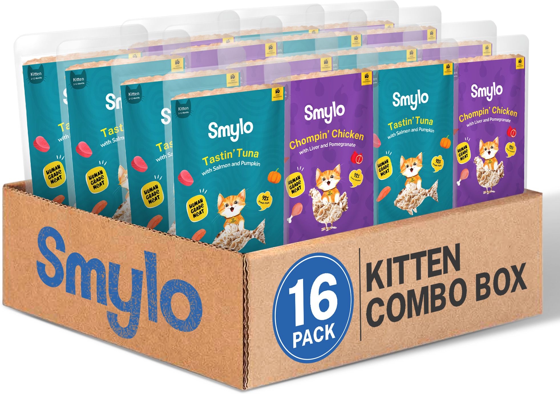 Natural Healthy Wet Kitten Food (2-12 Months) Combo of Chicken, Liver, Tuna, Salmon 1.12 kg (16x0.07 kg) Wet Young Cat Food-image-4