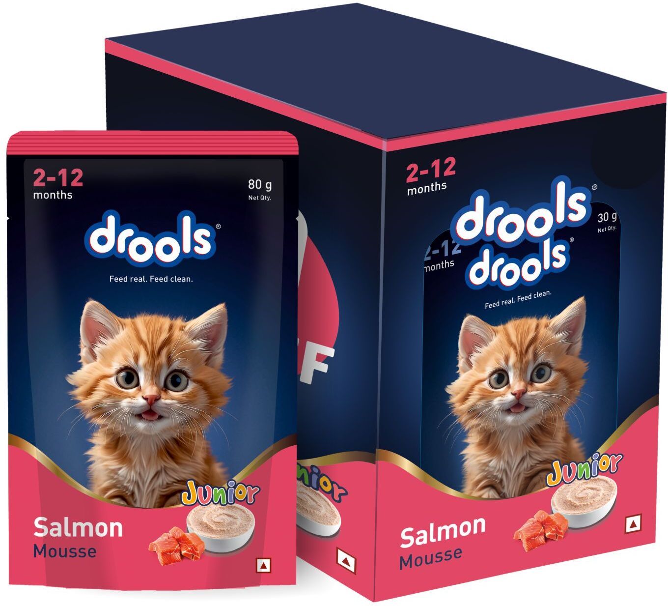 drools Mousse For Adult Cats Salmon 0.4 kg (5x0.08 kg) Wet Young Cat Food-picture-39