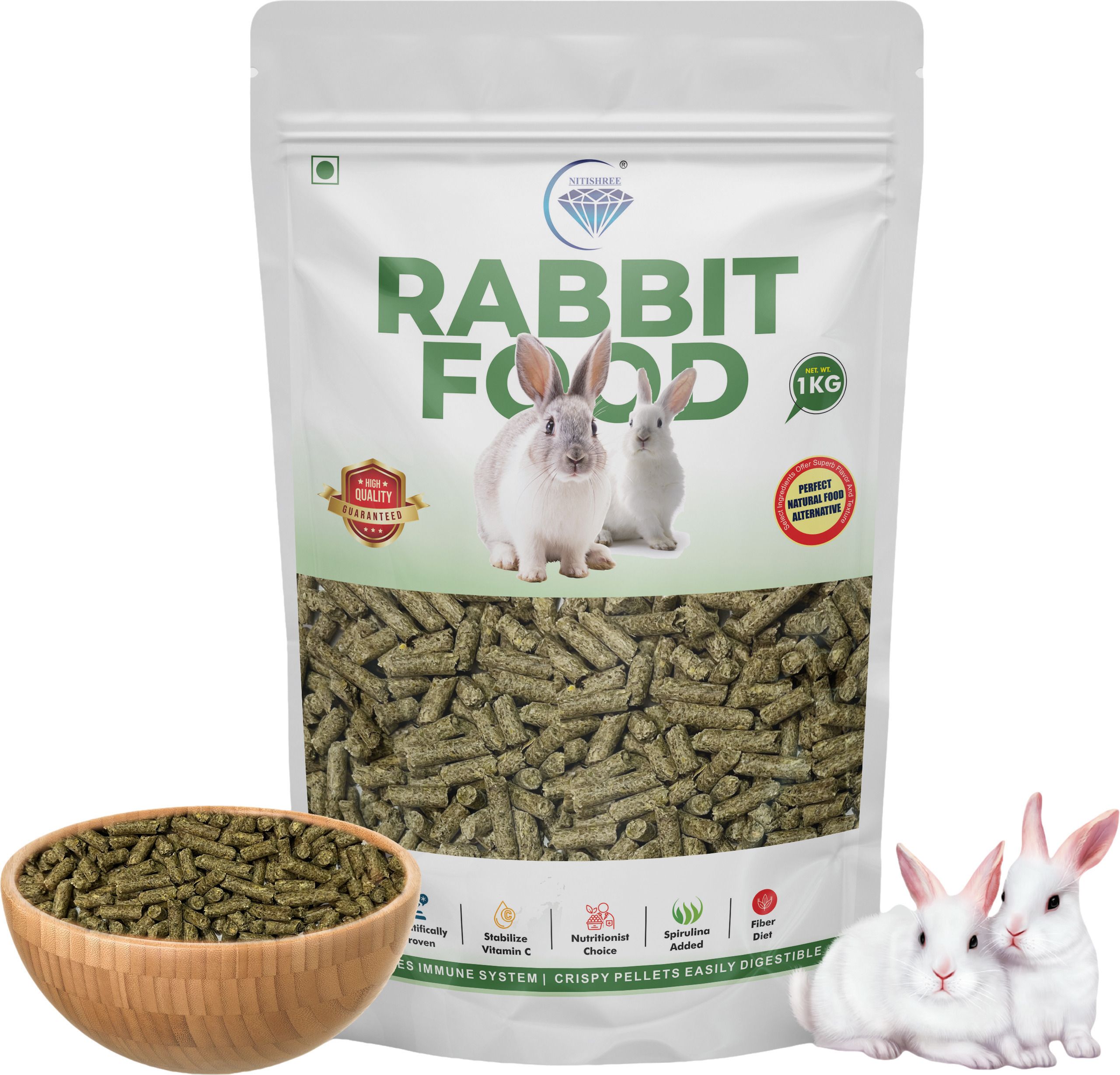 nitishree Premium Adult Rabbit Food, Nutritionist Choice (Rabbit Food 1000 gm) Vegetable 1 kg Dry Adult, Senior, Young Rabbit Food-picture-27