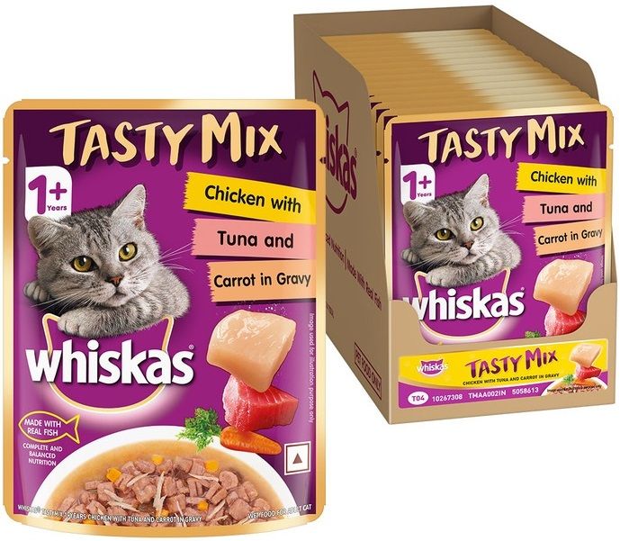 whiskas Tasty Mix Chicken, Tuna 0.98 kg (14x0.07 kg) Wet Adult Cat Food-picture-20