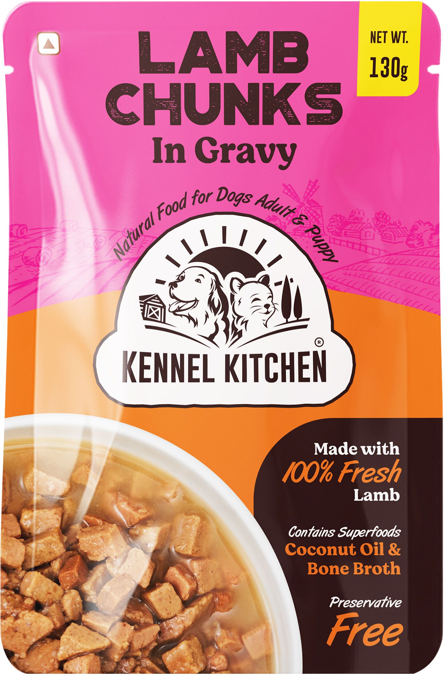 Wet Dog Food Chunks in Gravy Lamb 130 g Wet Adult, Young Dog Food-image-34