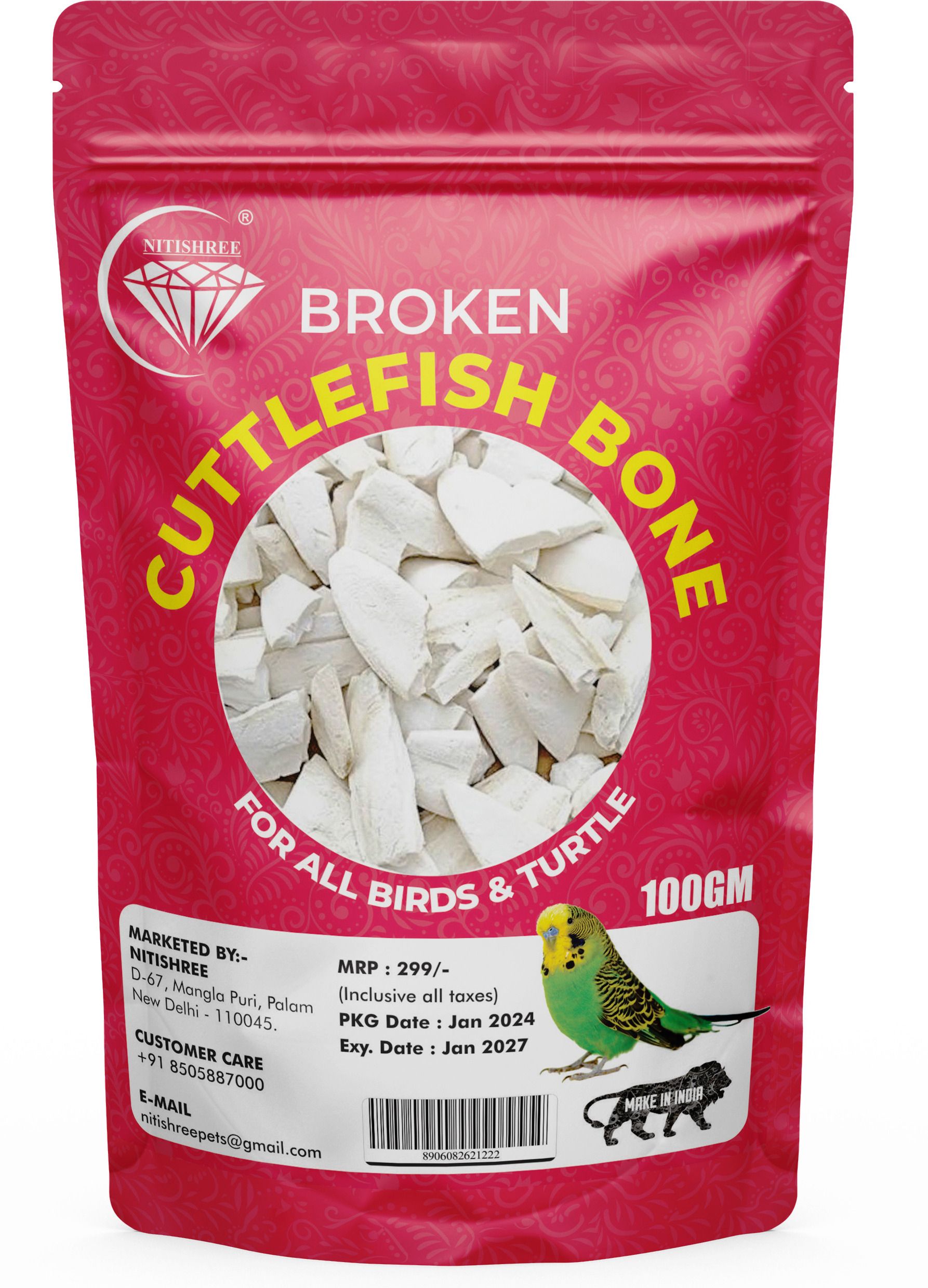 nitishree Natural Calcium Supplement For Finches,Budgie,Lovebirds&All Birds-100g Sea Food 0.1 kg Dry Adult, New Born, Senior, Senior, Young Bird Food-picture-10