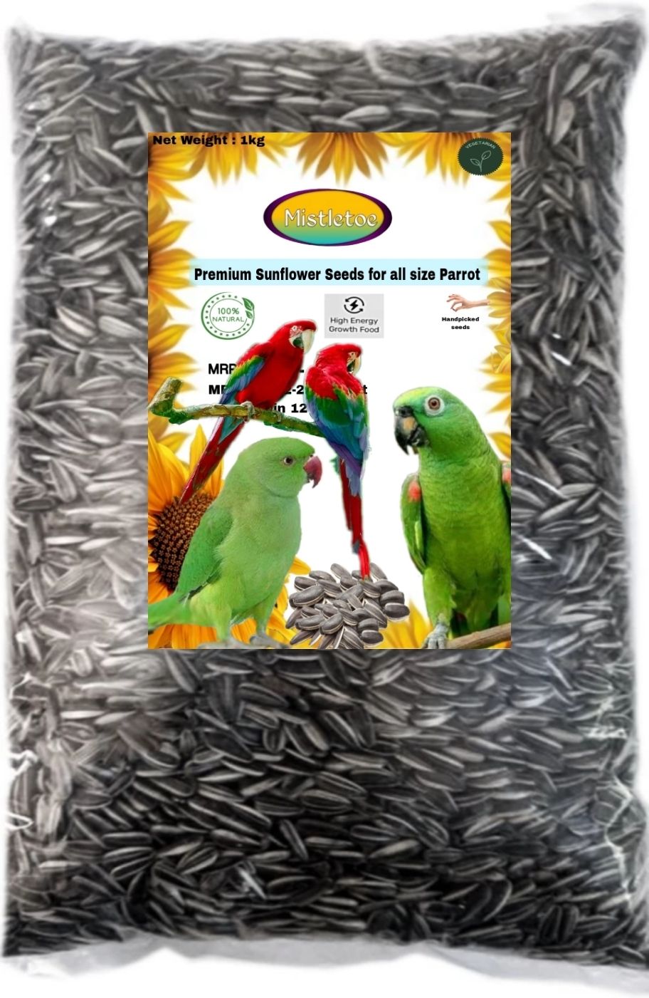 mistletoe Sunflower Seeds for Grey and Indian Parrot, Macaw, Cockatoo and Exotic Birds 1 kg Dry Adult, Senior, Young Bird Food-picture-27