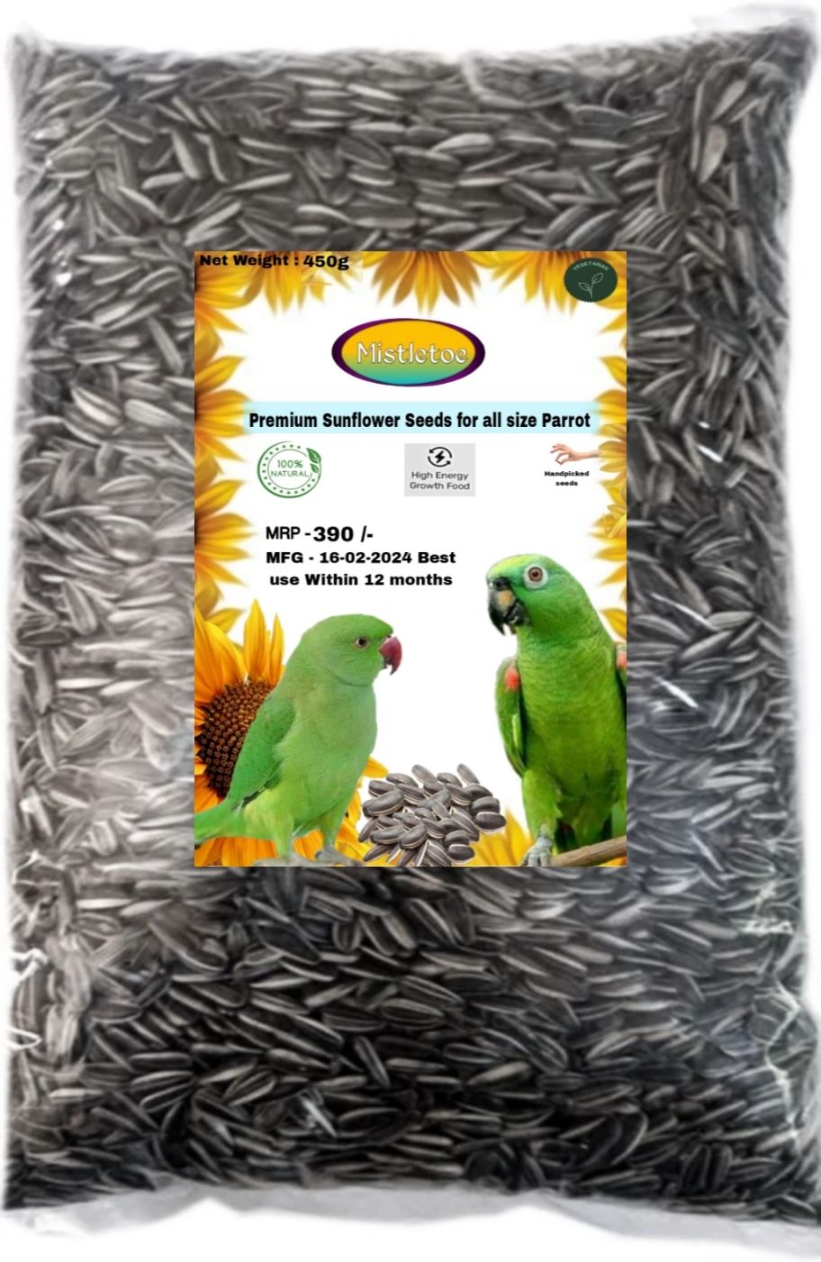 mistletoe Sunflower Parrot seeds 450gm 0.45 kg Dry Adult, Senior, Young Bird Food-picture-22