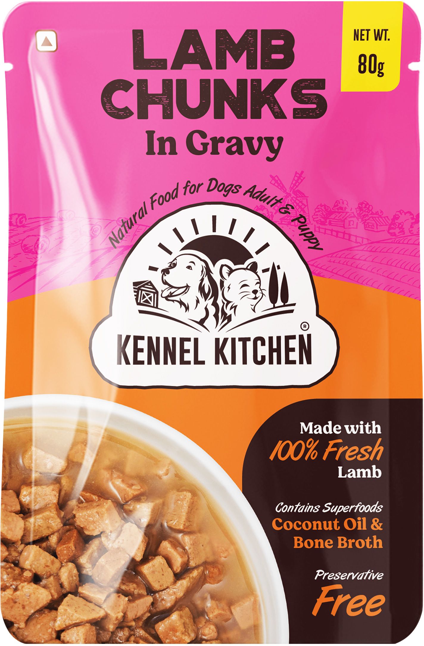 kennel kitchen Lamb chunks in gravy Lamb 80 g Wet Adult, New Born, Senior, Young Dog Food-picture-20