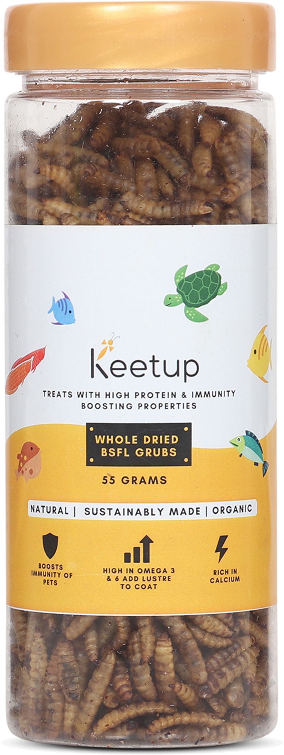 keetup Dried Black Soldier Fly Larvae - Food for Arowana, Oscar & Carnivorous Fishes 0.055 kg Dry Adult, Young, New Born Fish Food-picture-40