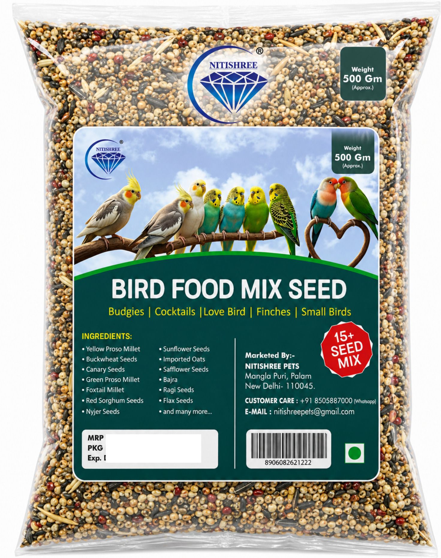 nitishree Premium Special Bird Food for Nuts 0.5 kg Dry New Born, Adult, Young, Senior Bird Food-picture-37