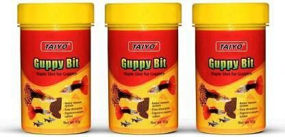 Guppy BIts 45g (Pack of 3) Staple Diet For Guppies 0.135 kg (3x0.05 kg) Dry New Born, Young, Adult Fish Food-image-29
