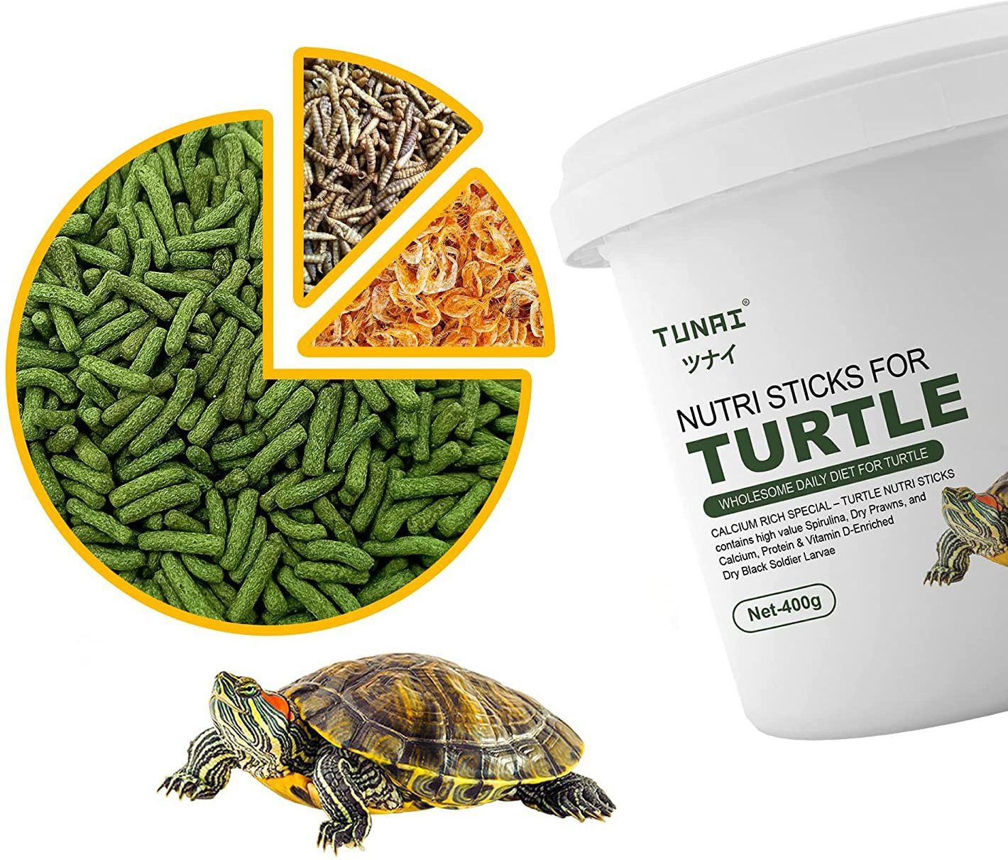 tunai 3in1 (whole nutritious pellets, Shrimp, Bsfl larvae) Formula Turtle Food Shrimp 0.4 kg Dry Adult, New Born, Senior, Young Turtle Food-picture-32
