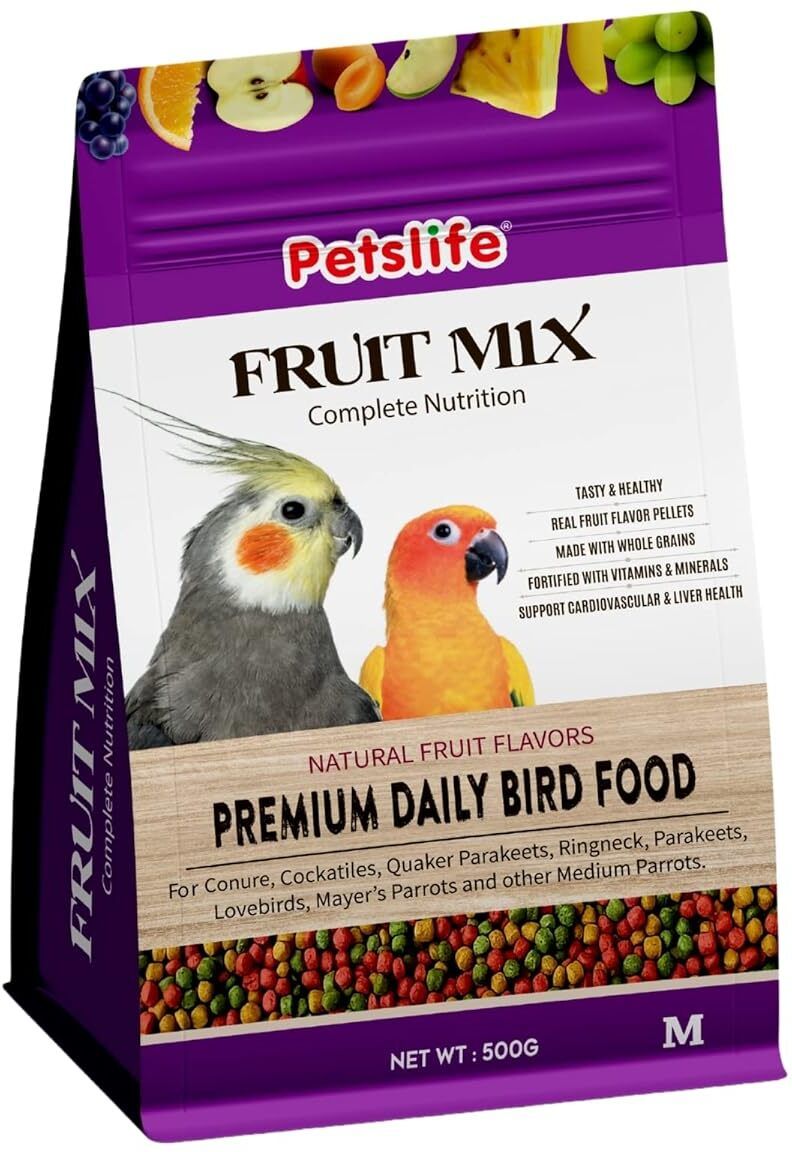 petslife Fruit Mix Bird Food for Medium Birds - 500g Nuts 0.5 kg Dry Young Bird Food-picture-45