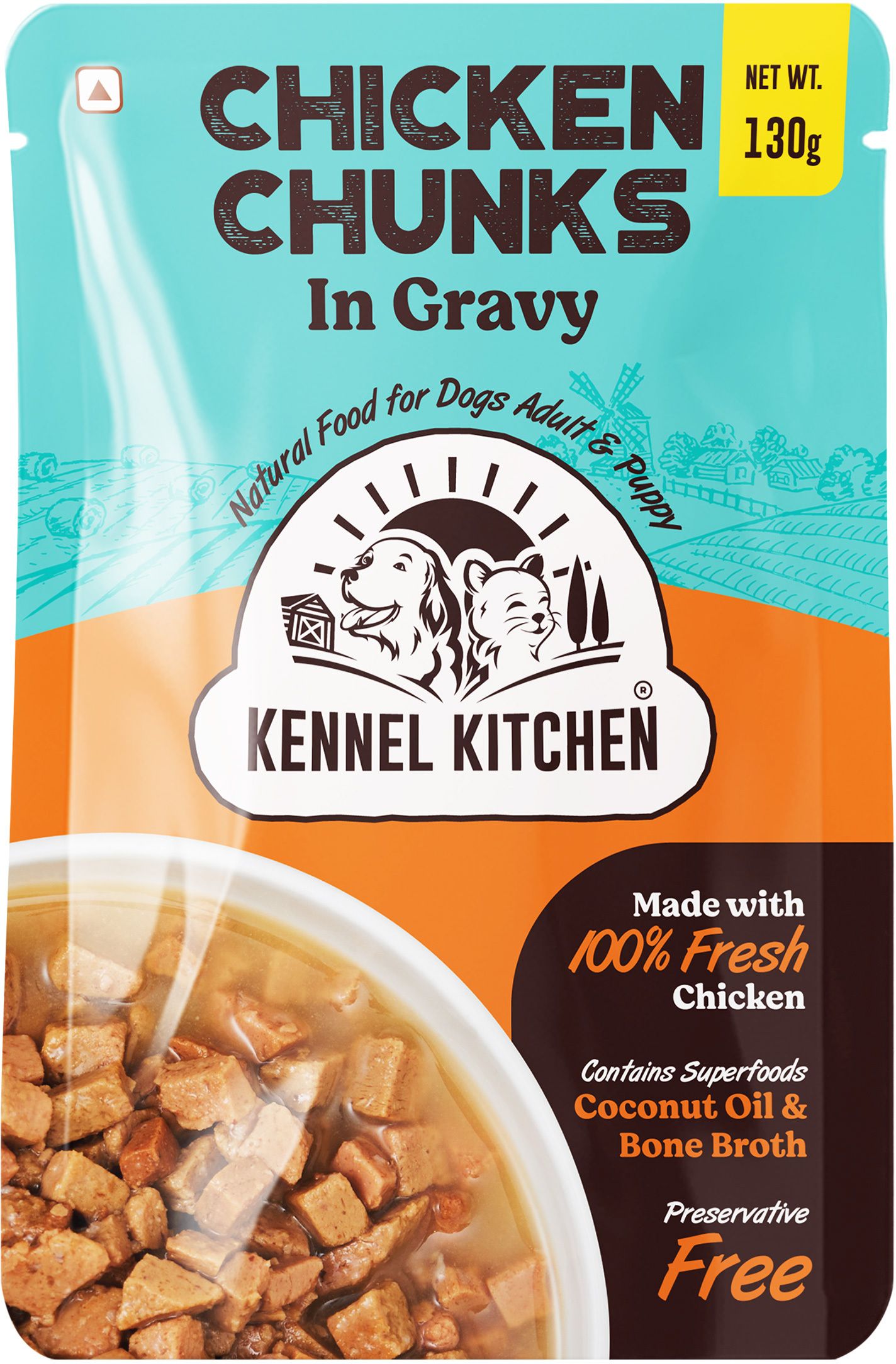 Wet Dog Food Chunks in Gravy Chicken 130 g Wet Adult, Young Dog Food-image-49