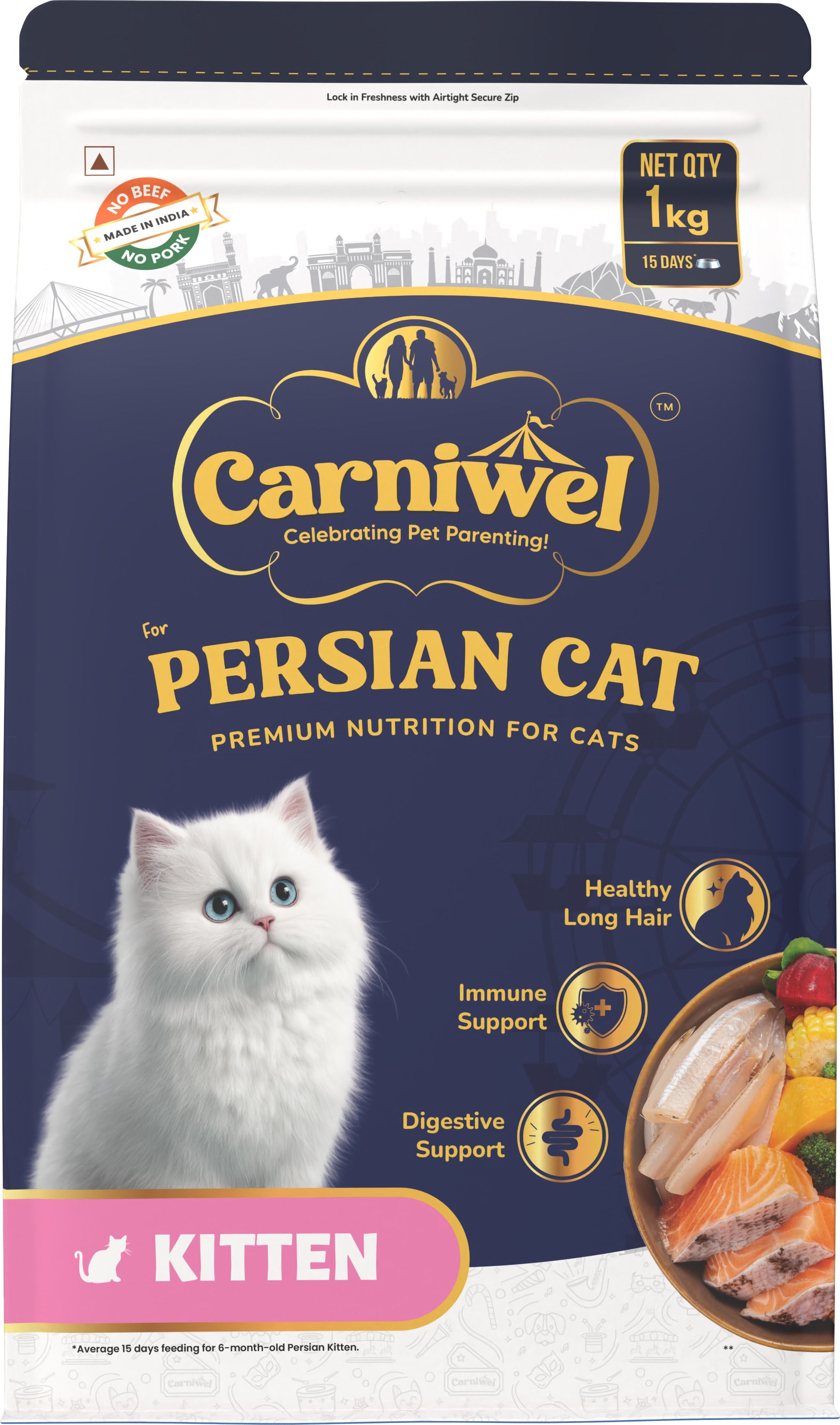 Carniwel Persian Kitten Dry Cat Food 1 Kg Fish 1 kg Dry Young Cat Food-picture-37