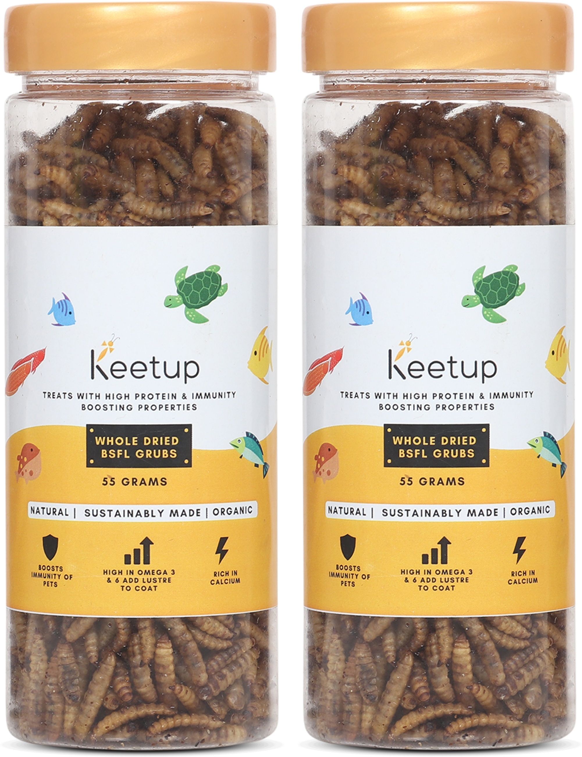 Dried Black Soldier Fly Larvae - Food for Arowana, Oscar & Carnivorous Fishes 0.11 kg (2x0.06 kg) Dry Adult, Young, New Born Fish Food-image-20