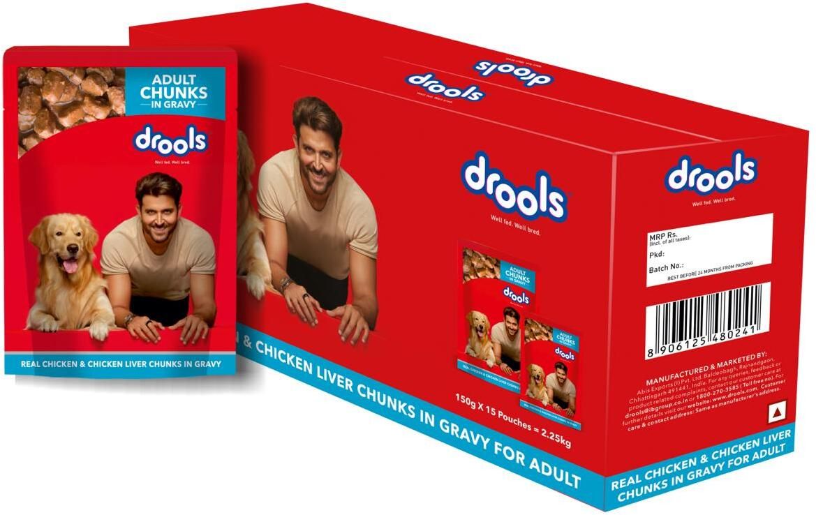 drools Chunks in gravy for Adult - Chicken Liver and Real Chicken 2.25 kg (15x0.15 kg) Wet Adult Dog Food-picture-31