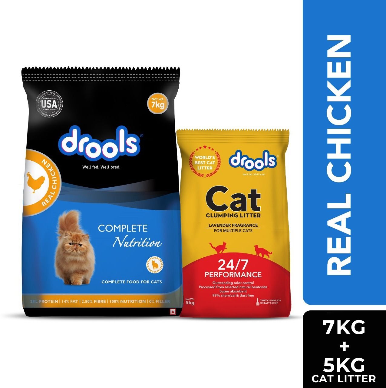 with 5kg Cat Litter and 7kg Real Chicken 12 kg Dry Adult Cat Food-image-0