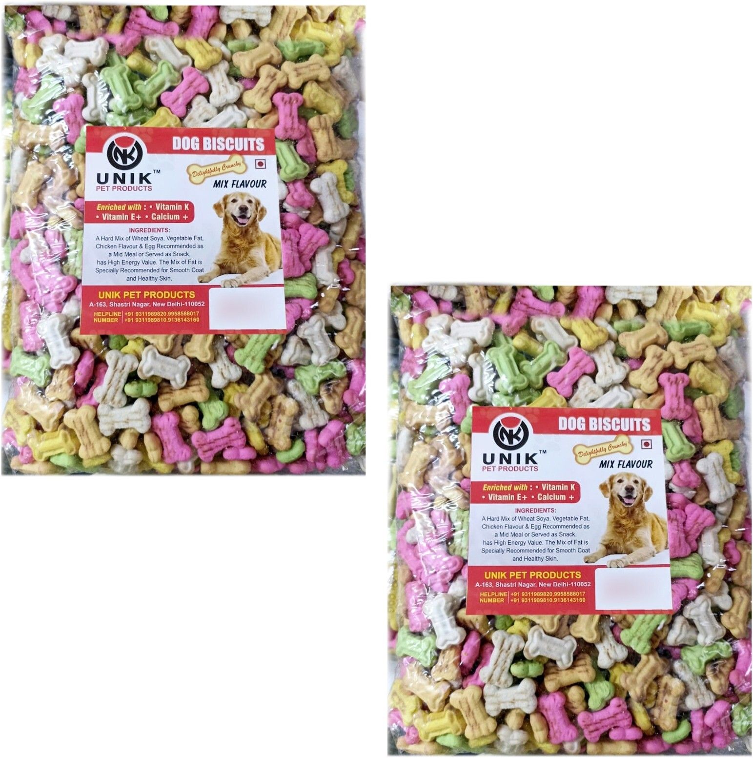 unik Dog Pet Food Calcium Treat Healthy Chicken Mix Puppy Dog Biscuits Chicken 2 kg (2x1 kg) Dry New Born Dog Food-picture-19