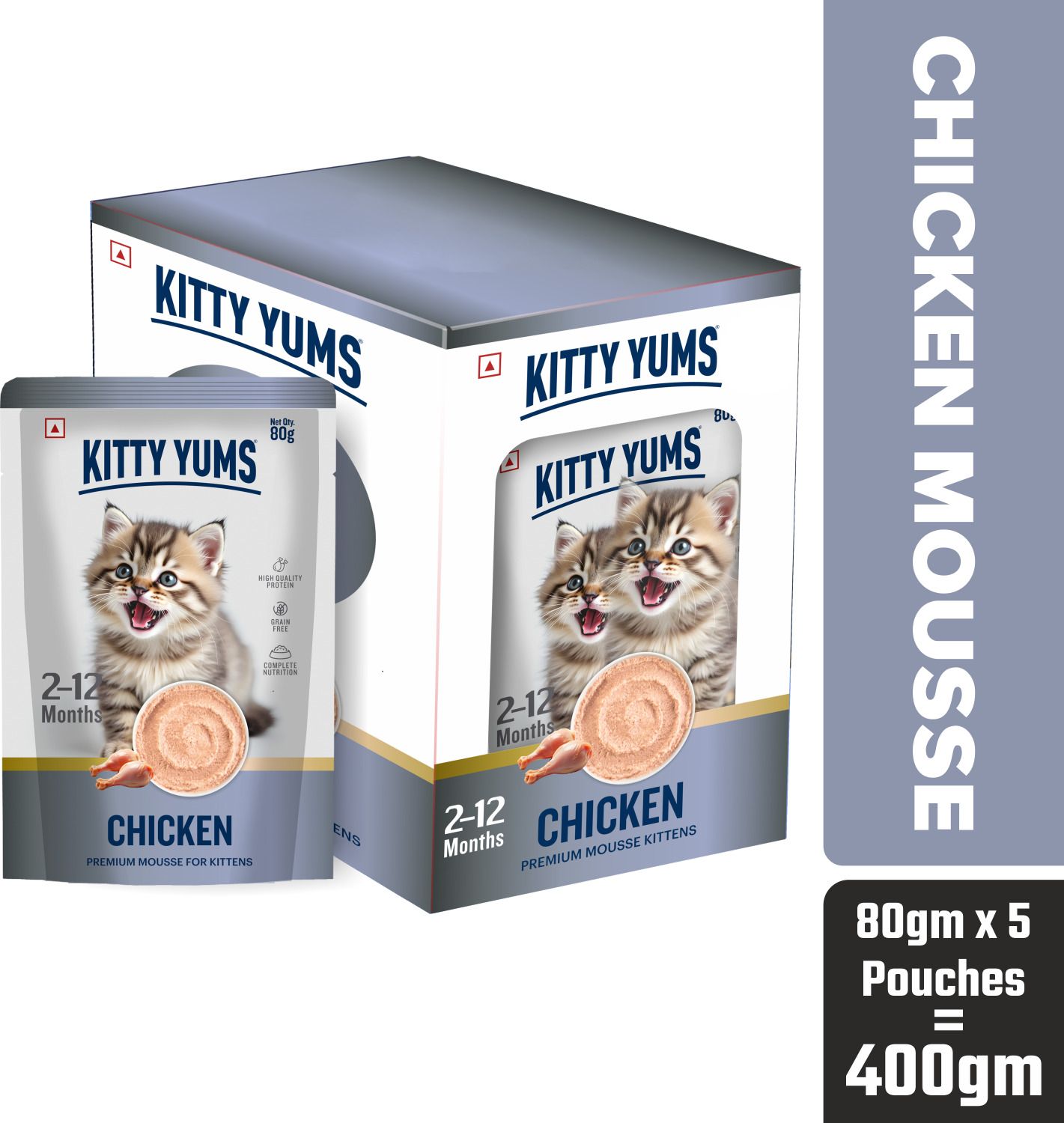 kitty yums Mousse For Adult Cats Chicken 0.4 kg (5x0.08 kg) Wet Young Cat Food-picture-10