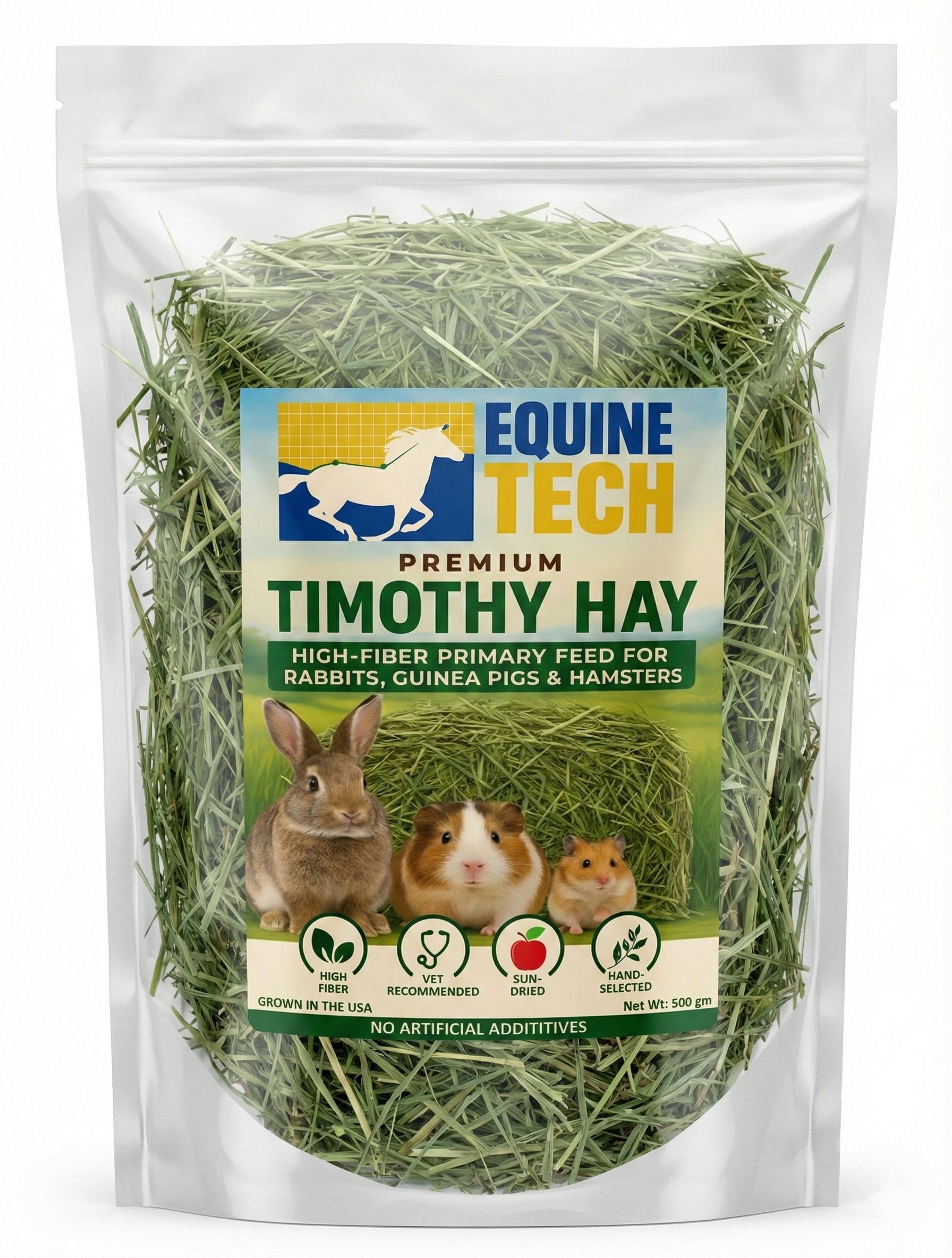 equine tech Imported Timothy Hay - Fresh & Green with tasty treats | 1/2 kg 0.5 kg Dry All Life Stages Rabbit Food-picture-13