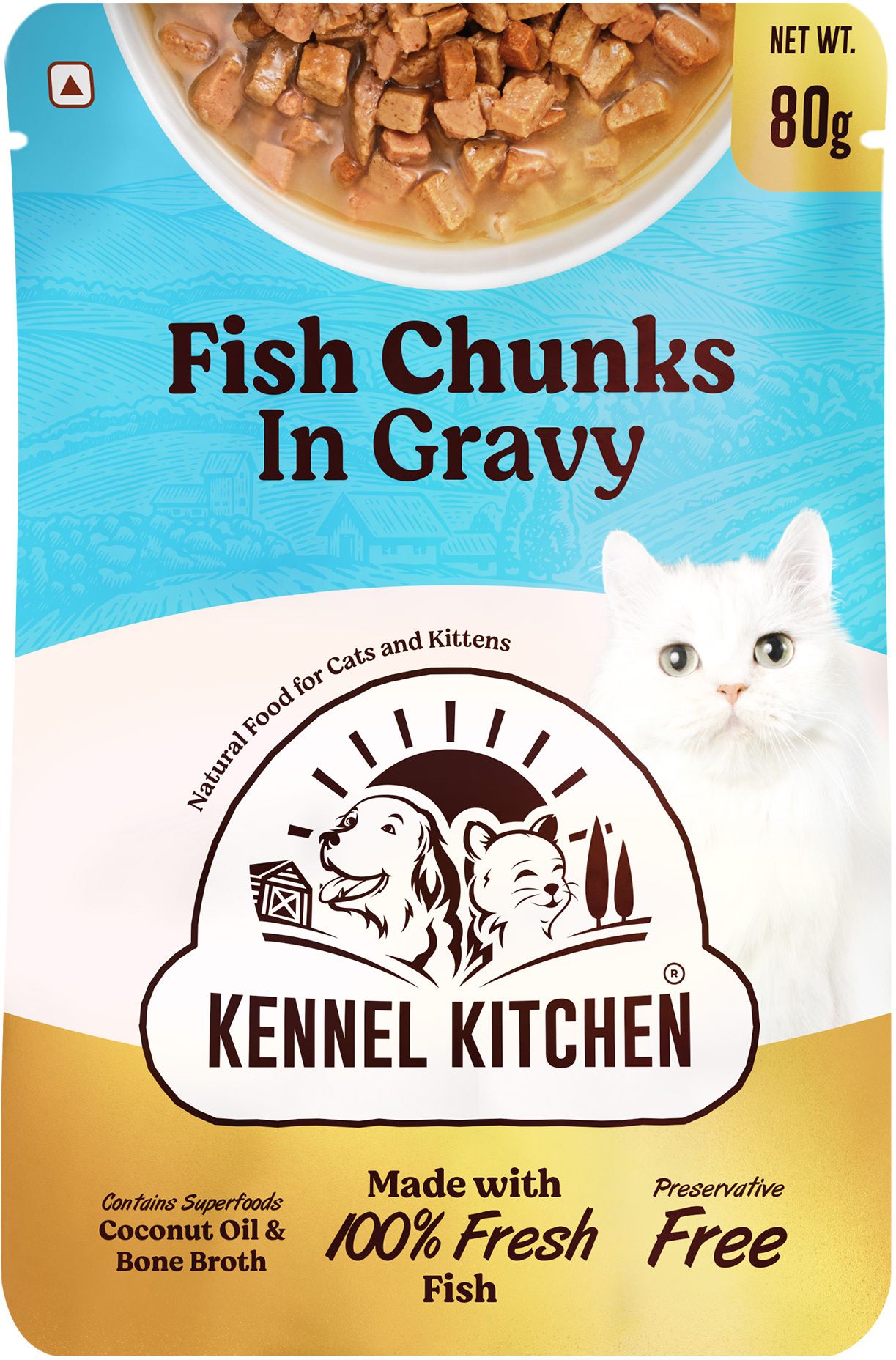 kennel kitchen Fish Chunks in Gravy Fish 0.08 kg Wet Adult, New Born, Senior, Young Cat Food-picture-18