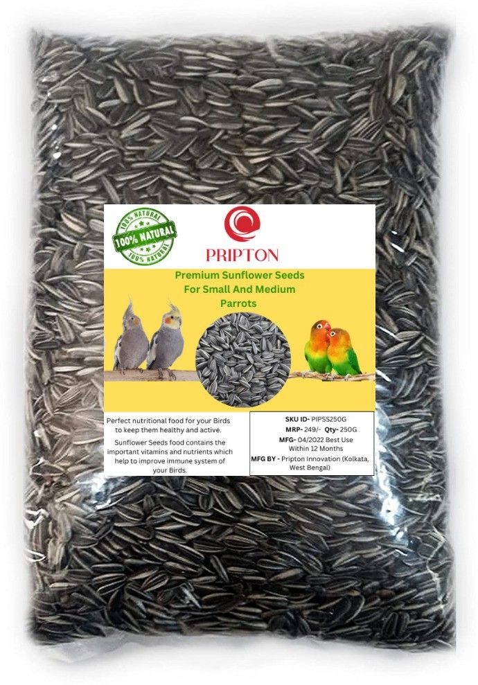 pripton Sunflower Seeds For Birds and Parrot Nuts 0.25 kg Dry Adult, Young, Senior, New Born Bird Food-picture-38
