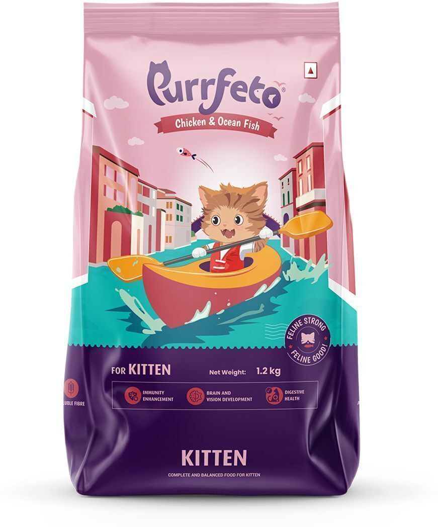 purrfeto dry cat food chicken & ocean fish (kitten) 1.2 Kg | 40% reduction in UTD Fish 1.2 kg Dry Young Cat Food-picture-43