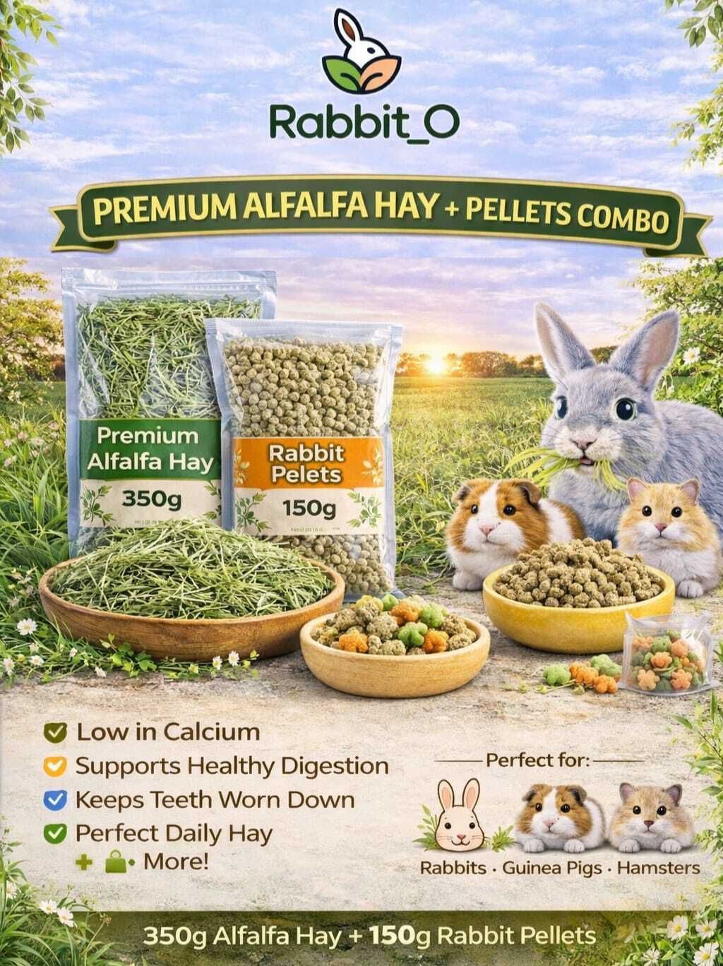 Alfalfa Hay & Pellet for Rabbit hay Guinea Pig & Hamster . Dry young Rabbit Food Vegetable 0.5 kg Dry All Life Stages Rabbit Food