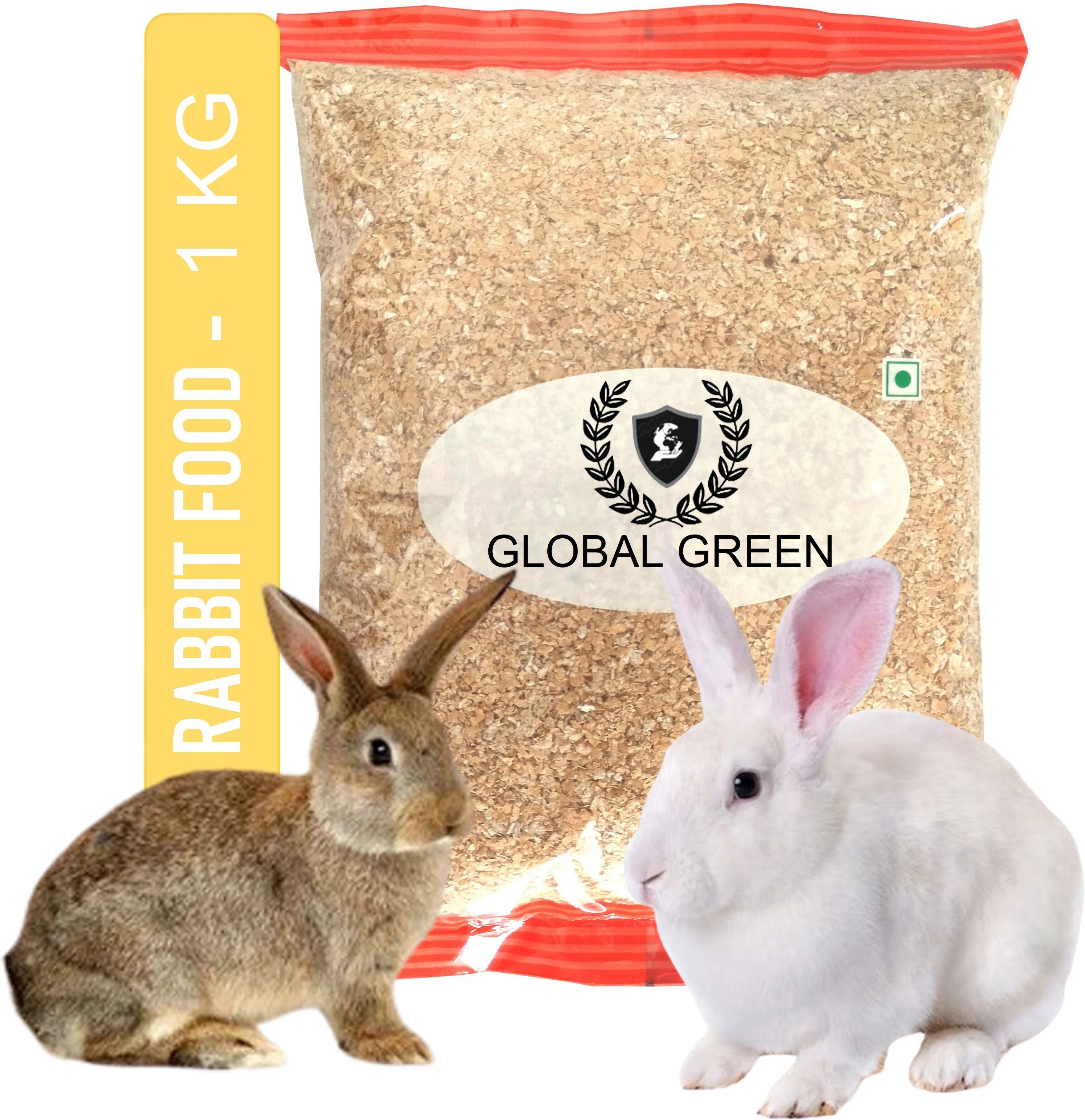 global green Rabbit Feed (wheat bran) 1KG pack for all variety of rabbit daily use food 1 kg Dry Adult, New Born, Senior, Young Rabbit Food-picture-19