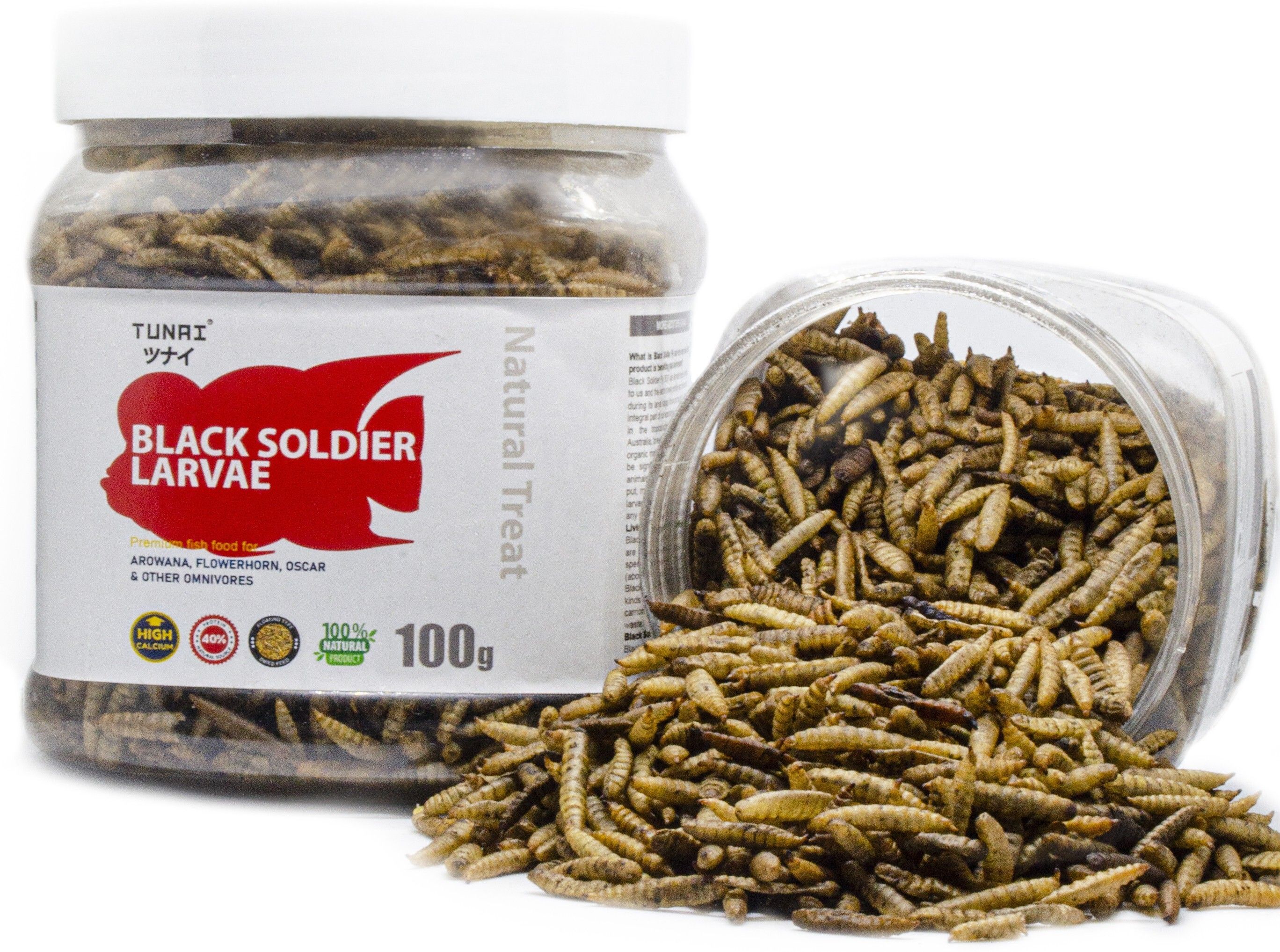 tunai Black Soldier Larvae Dry Fish Food for Flowerhorn, Arowana, Oscar Fish 0.1 kg Dry Adult, New Born, Senior, Young Fish Food-picture-34