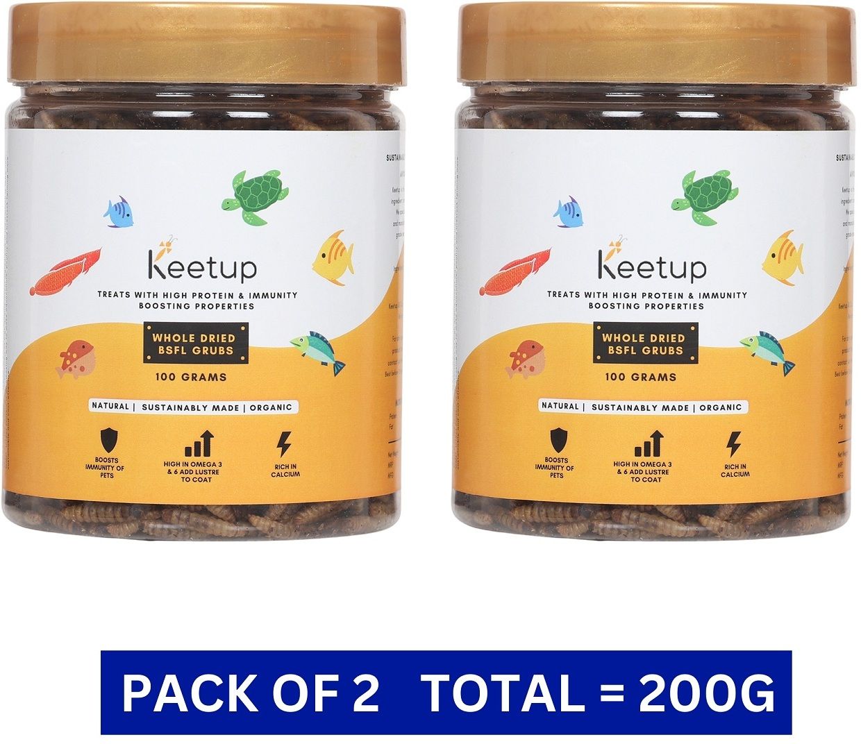 Dried Black Soldier Fly Larvae Treat - Food for Arowana, Oscar, Flowerhorn 0.2 kg (2x0.1 kg) Dry Adult, Young, New Born Fish Food-image-19