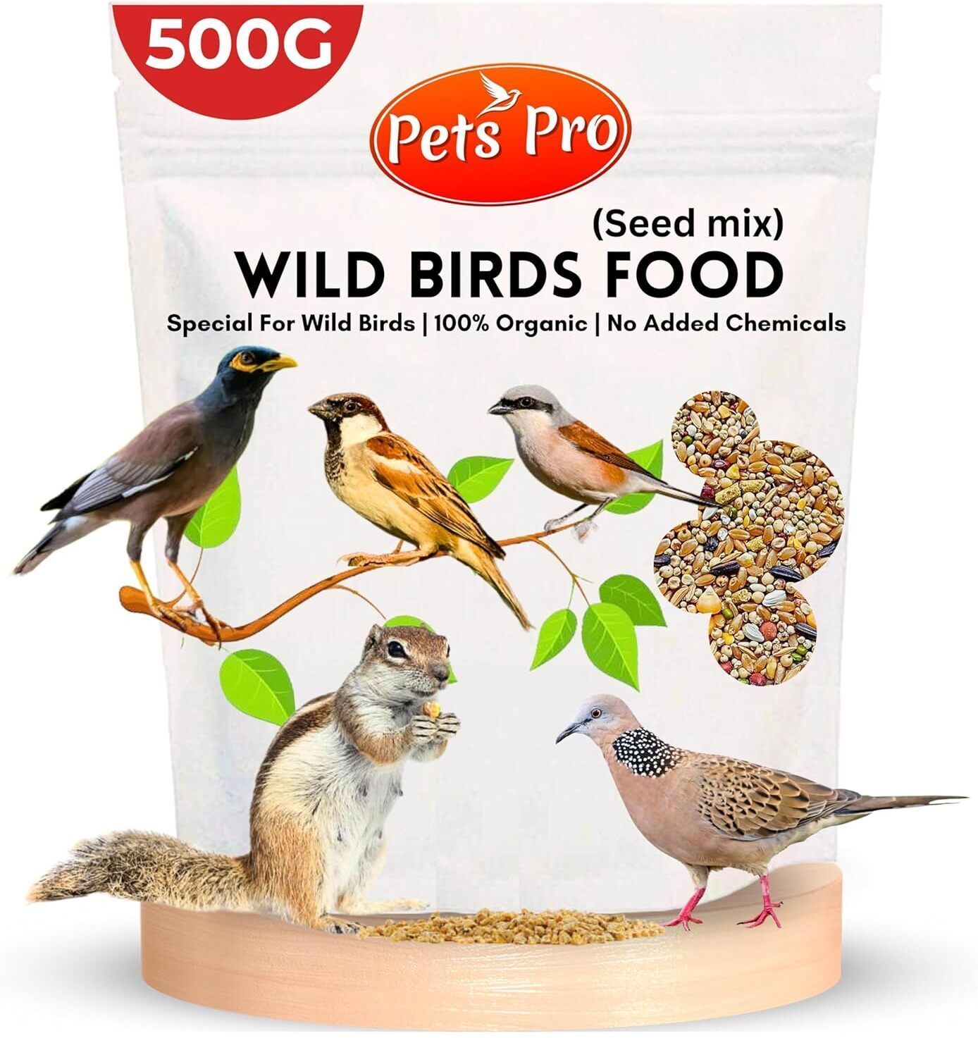 pets pro Wild Birds Food 500gm, Sparrow, Maina, Parakeet, Finch, Pigeons | Natural Food Nuts 0.5 kg Dry All Life Stages Bird Food-picture-11