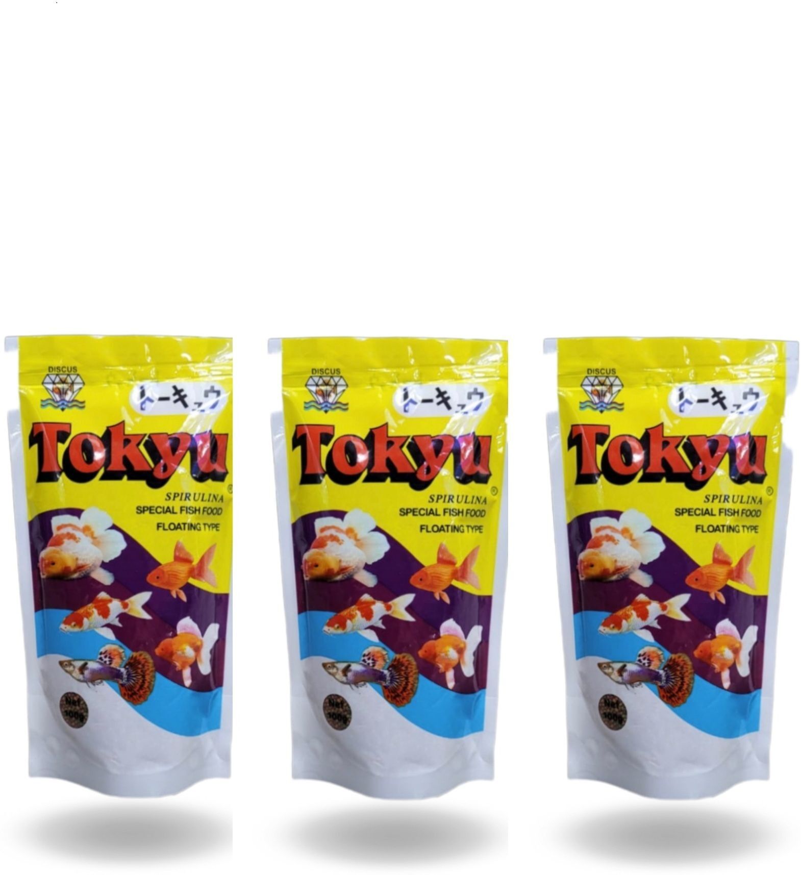 hooghly aqurium Tokyu Spirulina Floating Special Fish Food 0.3 kg (3x0.1 kg) Dry All Life Stages Fish Food-picture-16