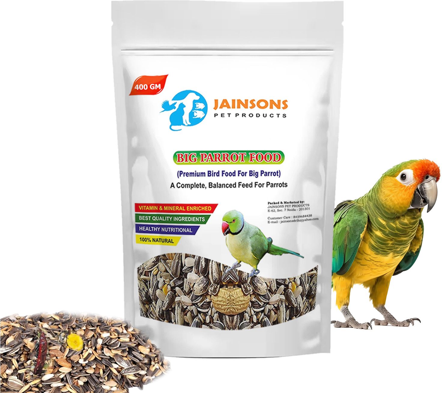 jainsons pet products Big Parrot Food 11-12 Types of Seeds Ideal Food for Parakeets, Parrots 0.4 kg Dry Young, Adult, New Born Bird Food-picture-30