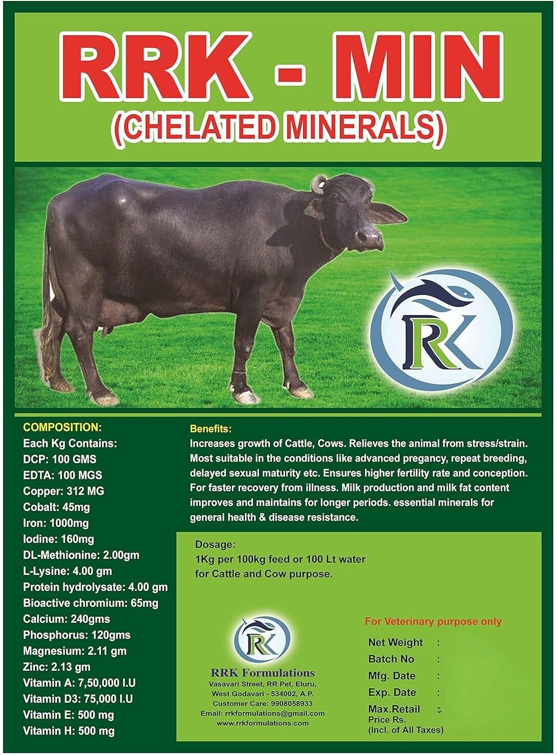 rrk CHELATED MINERAL MIXTURE FOR CATTLE Vanilla 10 kg Dry Cow Food Vanilla 10 kg Dry Adult, New Born, Senior, Young Cow Food-picture-44