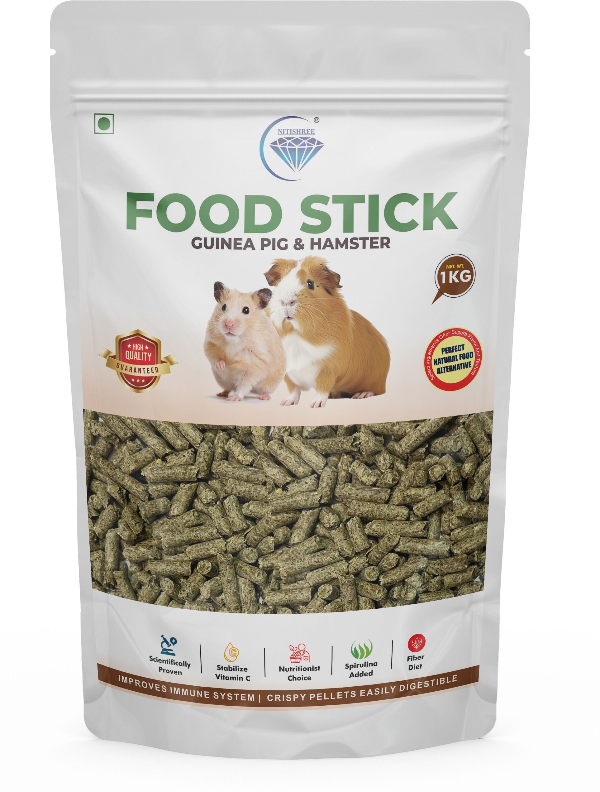 nitishree Premium Pellet Food for Guinea Pig All Life Stages, Variety Flavor – 1000 gm Vegetable 1 kg Dry Adult, Senior, Young Guinea Pig Food-picture-30