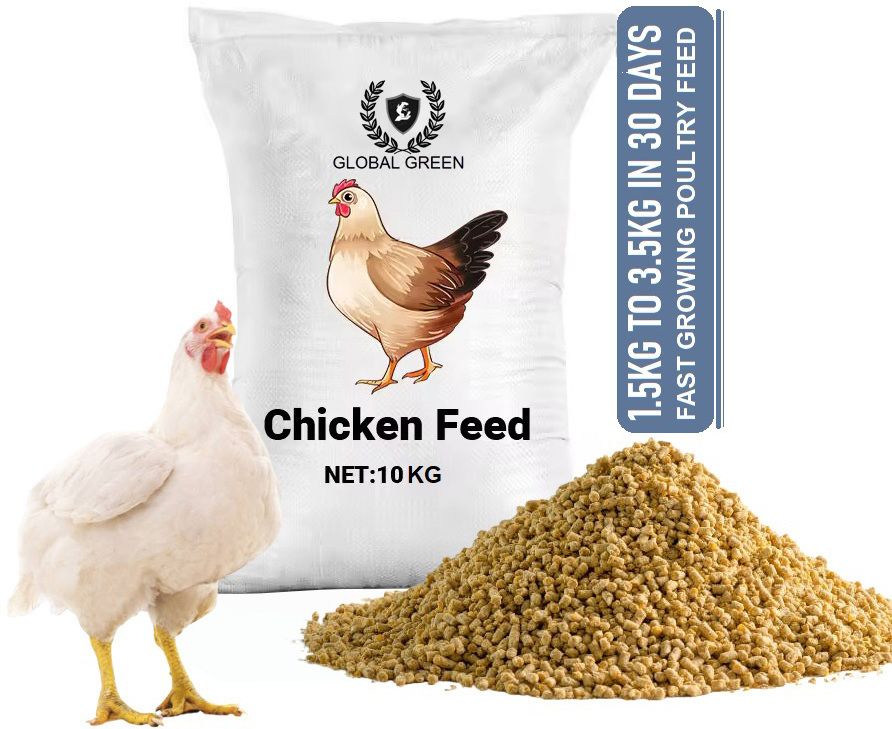 global green Fast Growing Poultry Feed 10kg bag for poultry, 1.5-3.5kg in just 30 days 10 kg Dry Adult Bird Food-picture-13