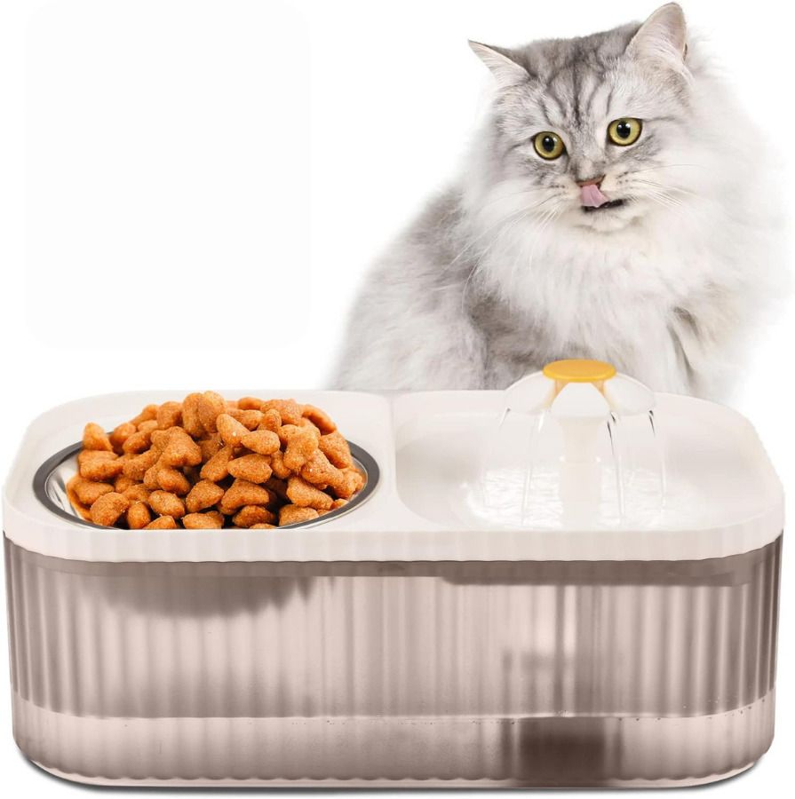 pet guard Pet Water Dispenser 100oz/3L with Stainless Steel Cat Bowls-picture-15