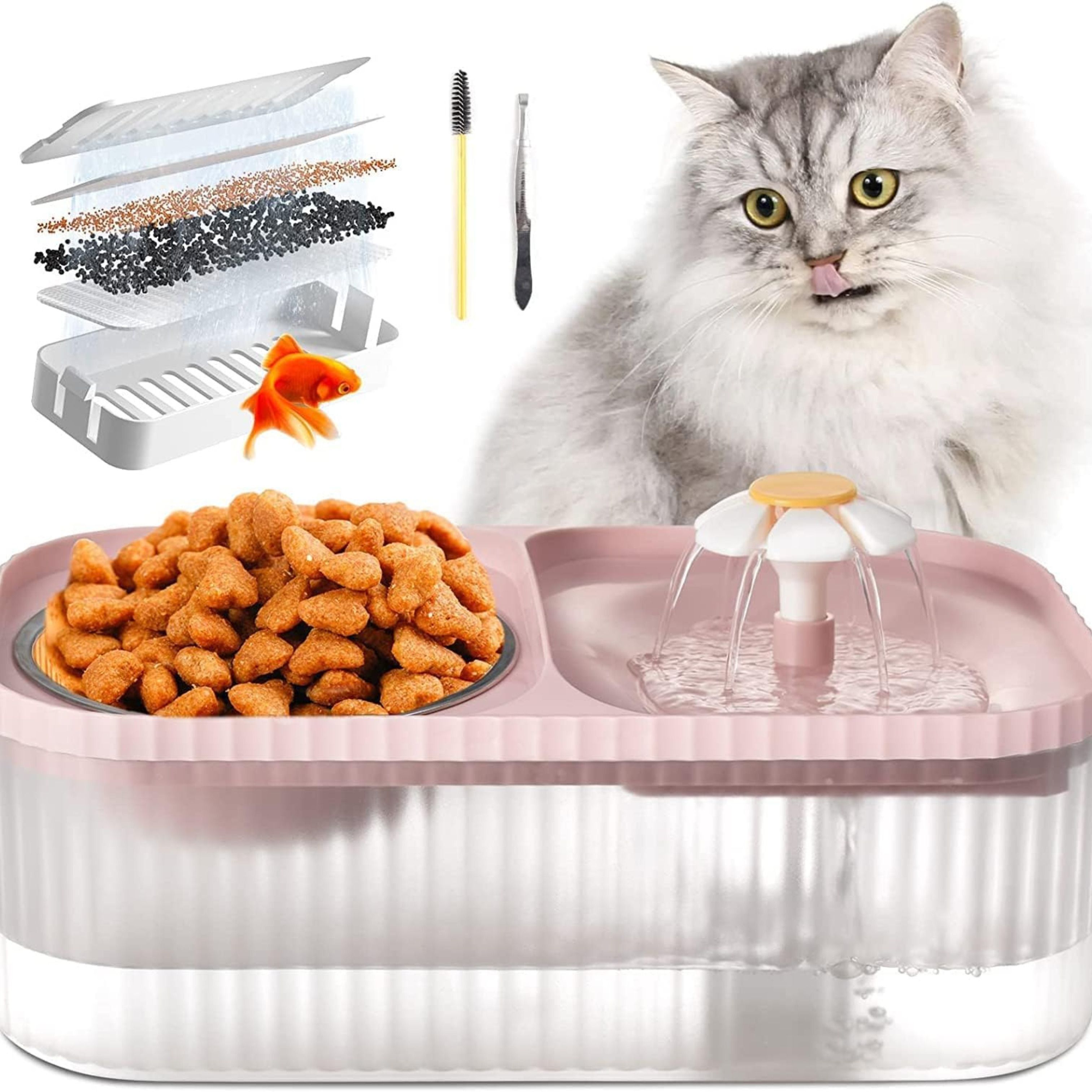 petvogue Cat Water Fountain Dispenser & Food Bowl | 3L | Ultra Quiet Filter Pump - Pink-picture-26