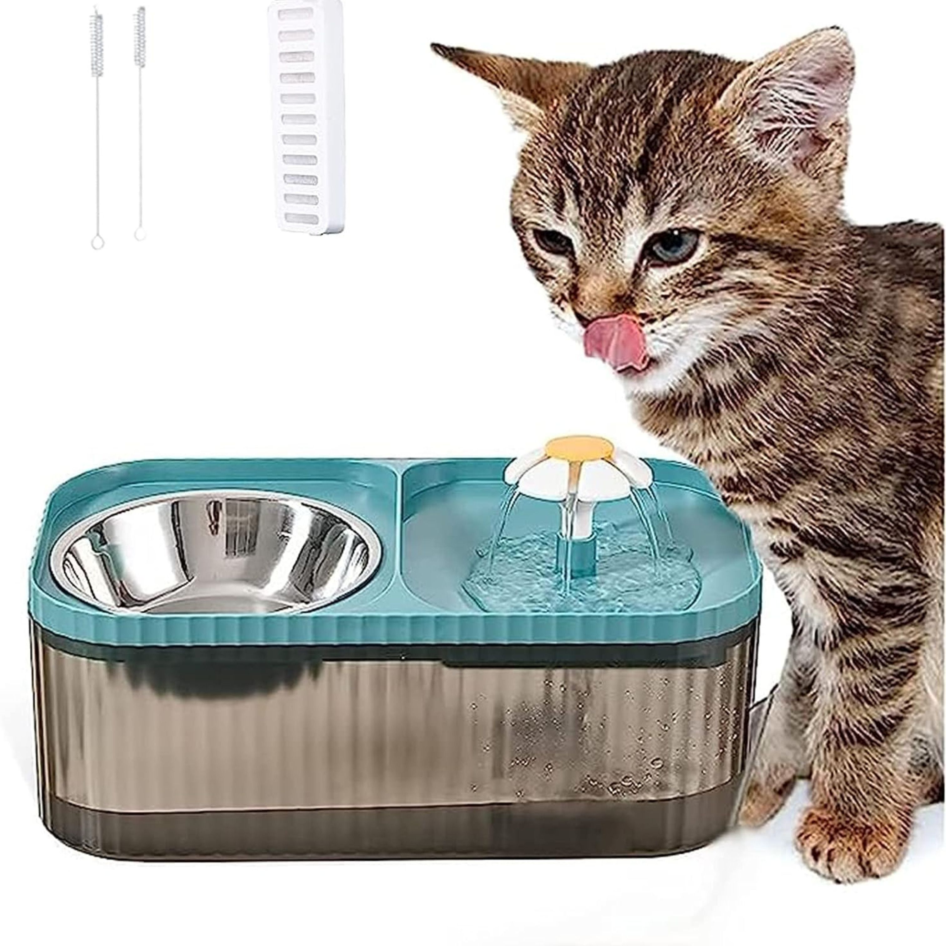petvogue Cat Fountain Dispenser & Food Bowl | 3L with Filter | Ultra Quiet Pump - Blue-picture-26