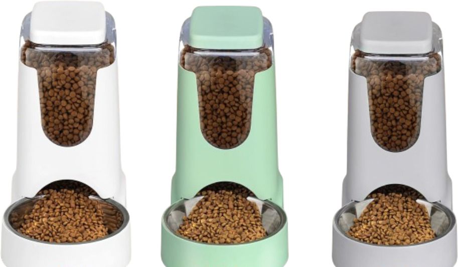 pet guard Automatic Cat Food Dispenser Stainless Steel Pets Puppy Kitten 1Pcs-picture-19