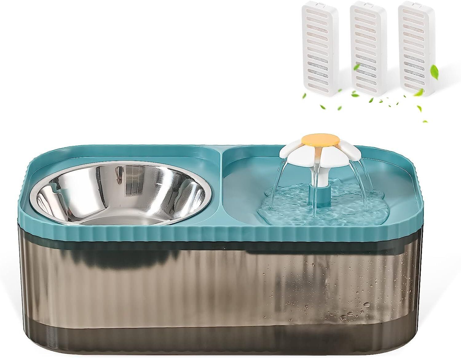pet guard Cat Water Fountain and Food Bowl, 3L/101oz Ultra Flower Fountain-picture-23