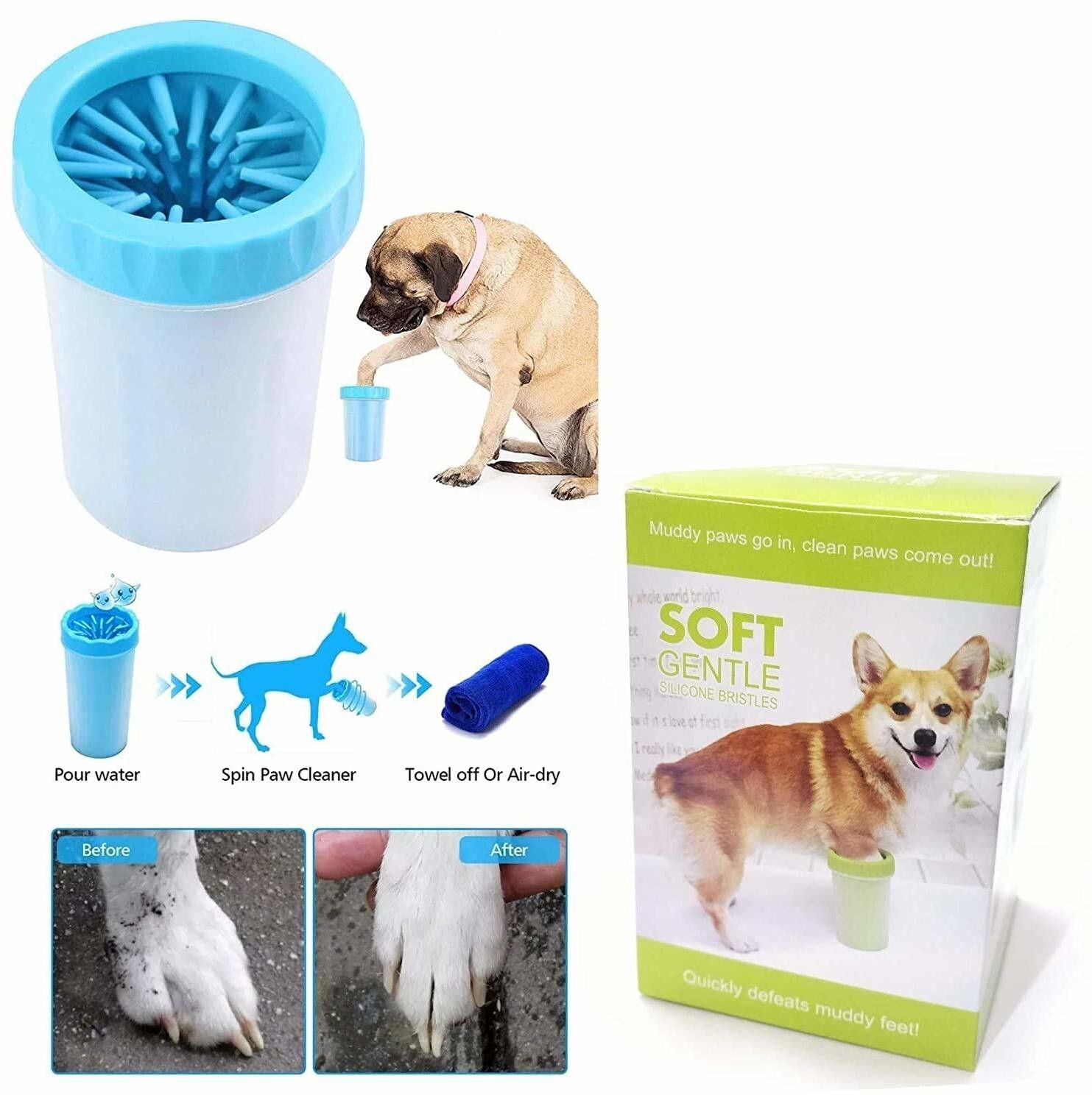 Foot Washing Cup, Pet Paw Cleaner Portable Dog Paw Washer with Soft Silicone Bristles for Quickly Cleaning Pets Muddy Feet - Color May Vary (Large) Grooming Gloves for Dog & Cat (Multicolor, Large) Grooming Gloves for Dog, Cat, Dog & Cat-image-29