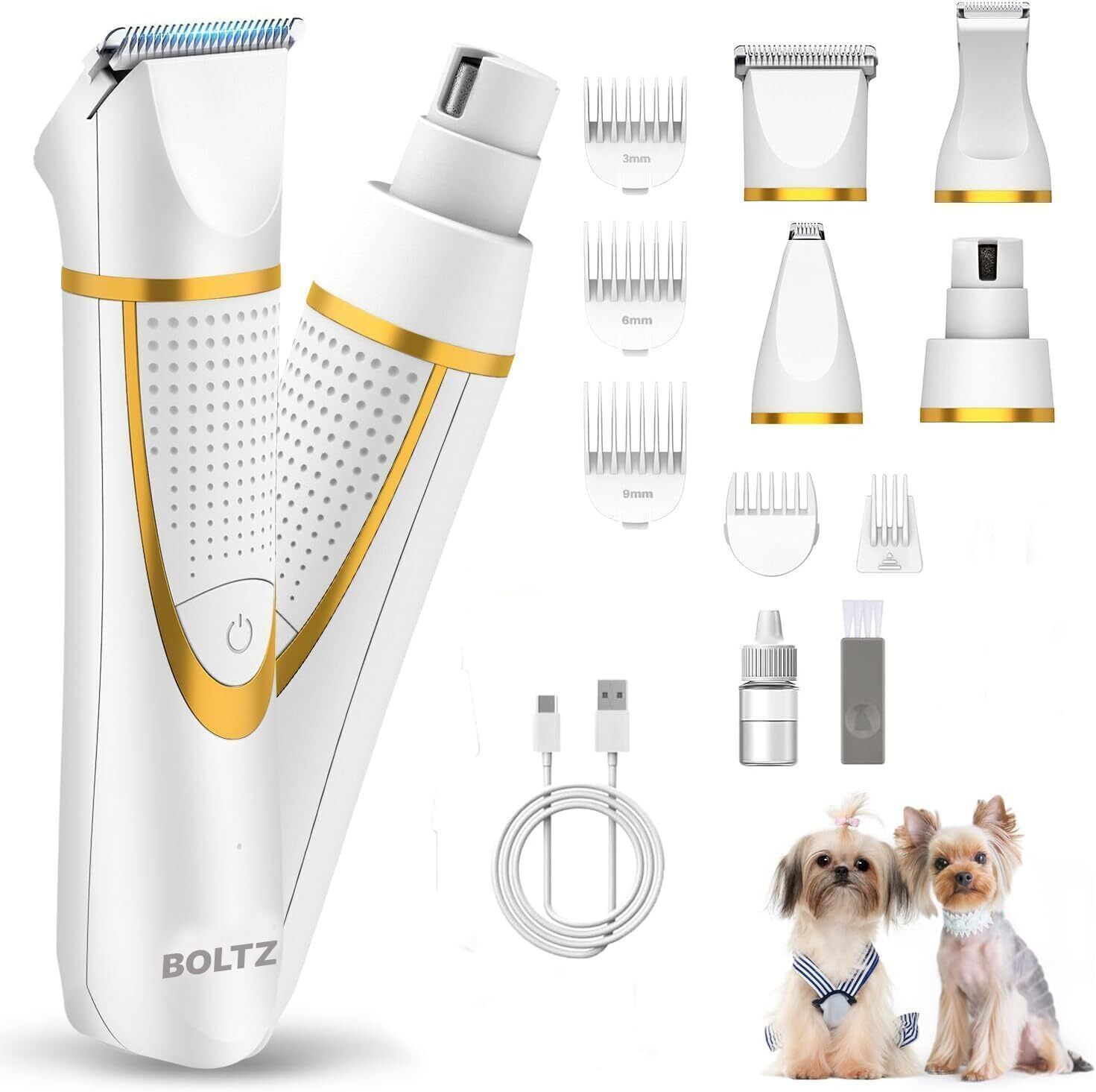 Dog Hair Trimmer & Nail Grinder Gold, White Pet Hair Trimmer-image-21