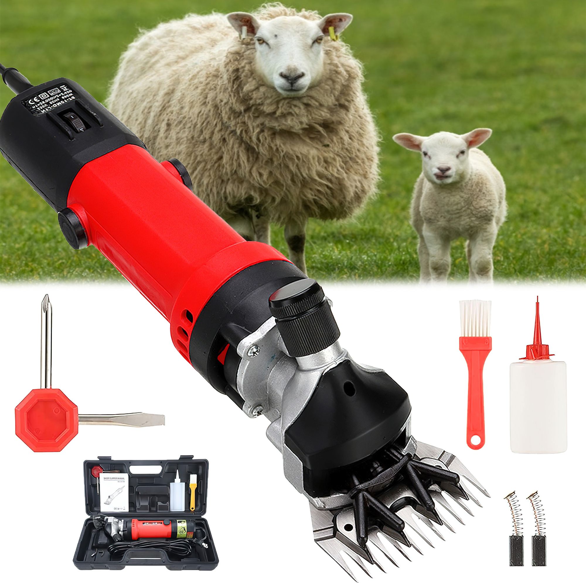 zotimo 6 Speed Electric Sheep Hair Cutting Machine For Pet Animal Sheep Clipper Trimmer Red, Black Pet Hair Trimmer-picture-21