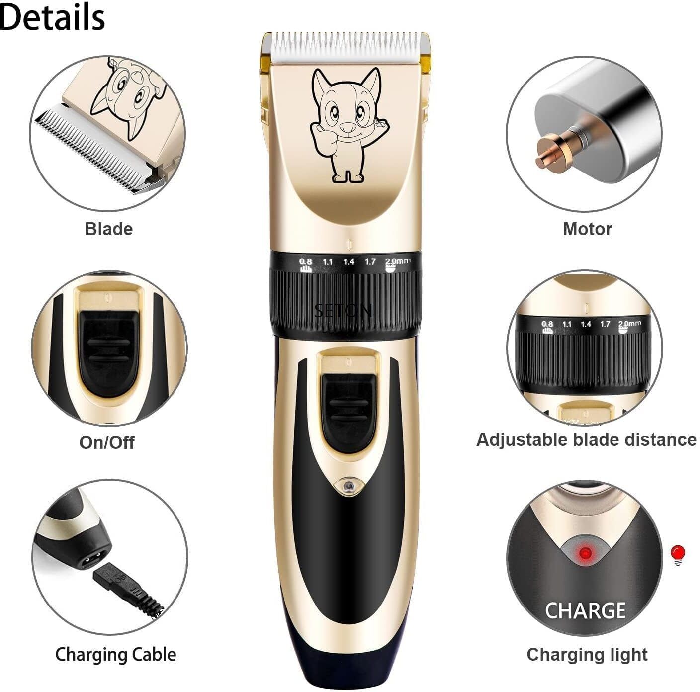 Pet Hair Trimmer Dogs & Cats Grooming Machine Gold, Black Pet Hair Trimmer-image-49