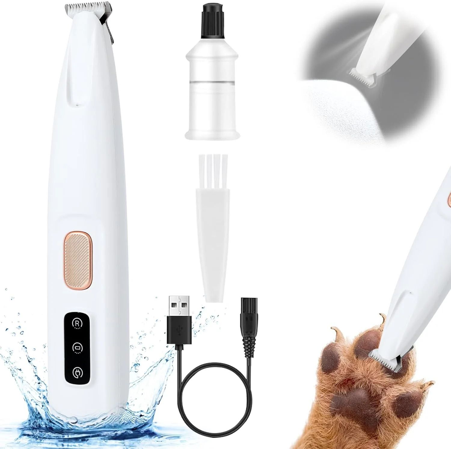 Pet Paw Trimmer Dog Clipper USB Rechargeable Low Noise Cat Dog Hair Grooming Kit White Pet Hair Trimmer-image-23